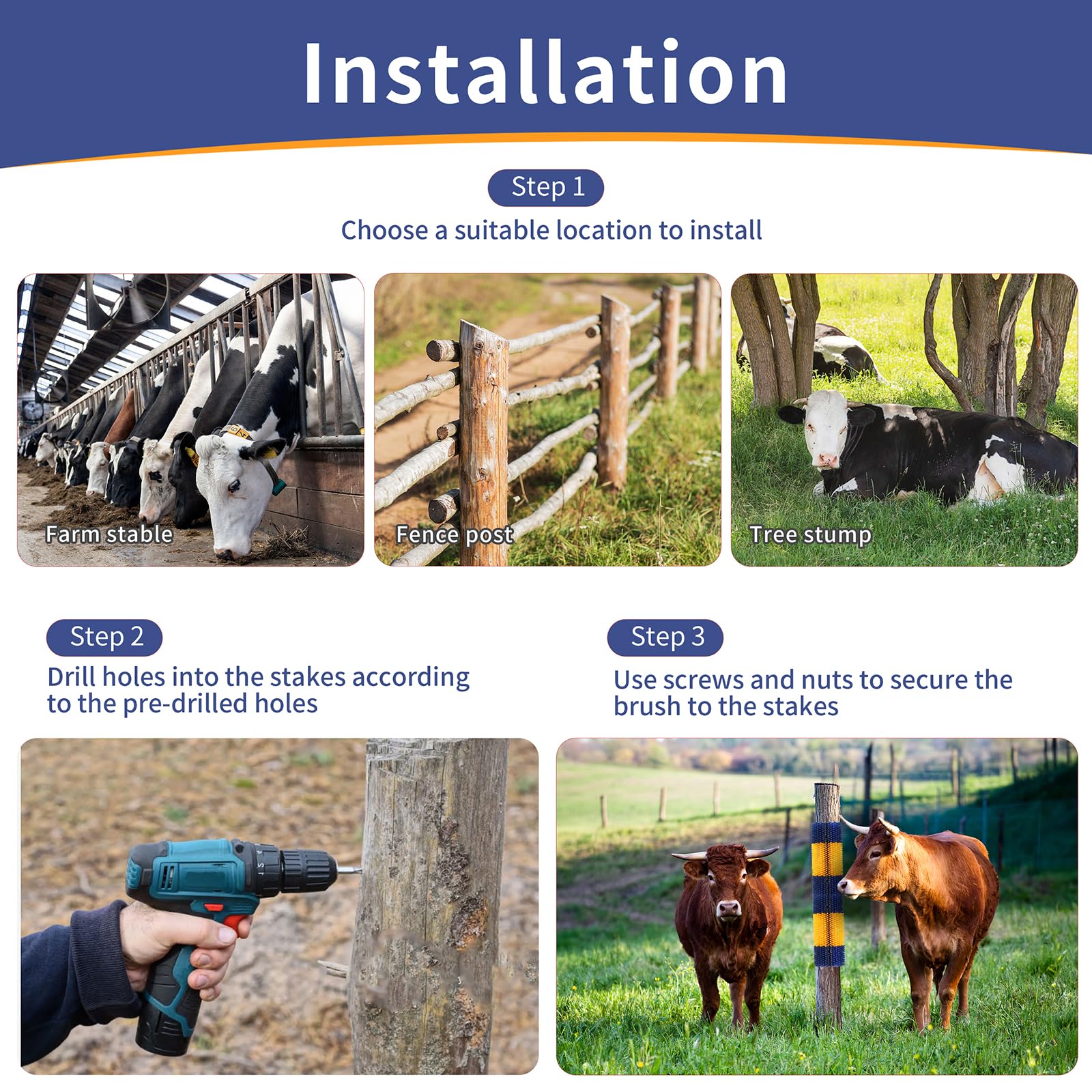 Livestock Scratch Brush, 2 Pcs Cow Brush With 4 Screws, Cattle Scratcher, Horse Brushes For Grooming, Cattle Supplies For Horse,