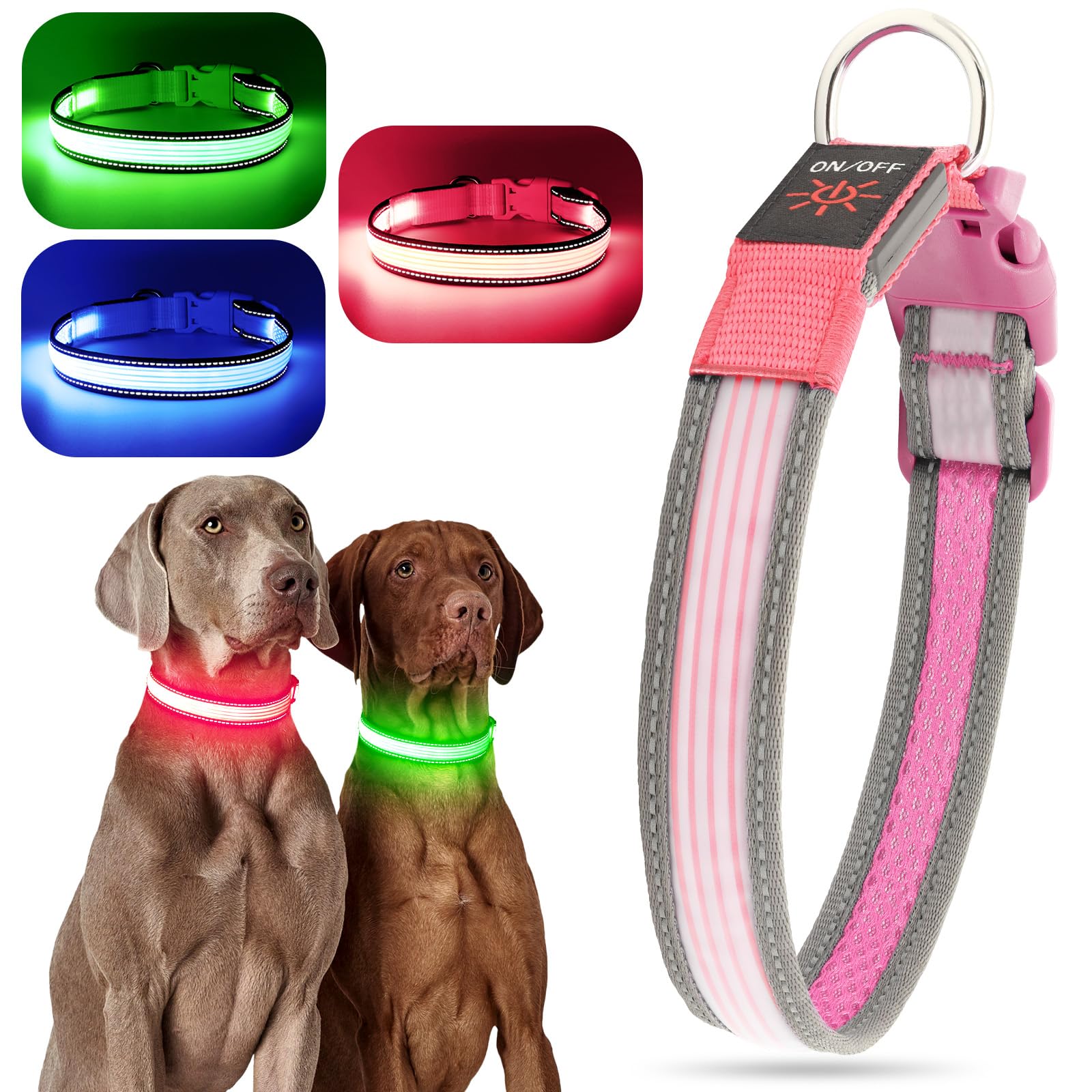 Yfbrite Full Adjustbale Led Dog Collar, Full Illuminated Light Up Dog Collars, Reflective Dog Collar Light Glowing In The Dark F