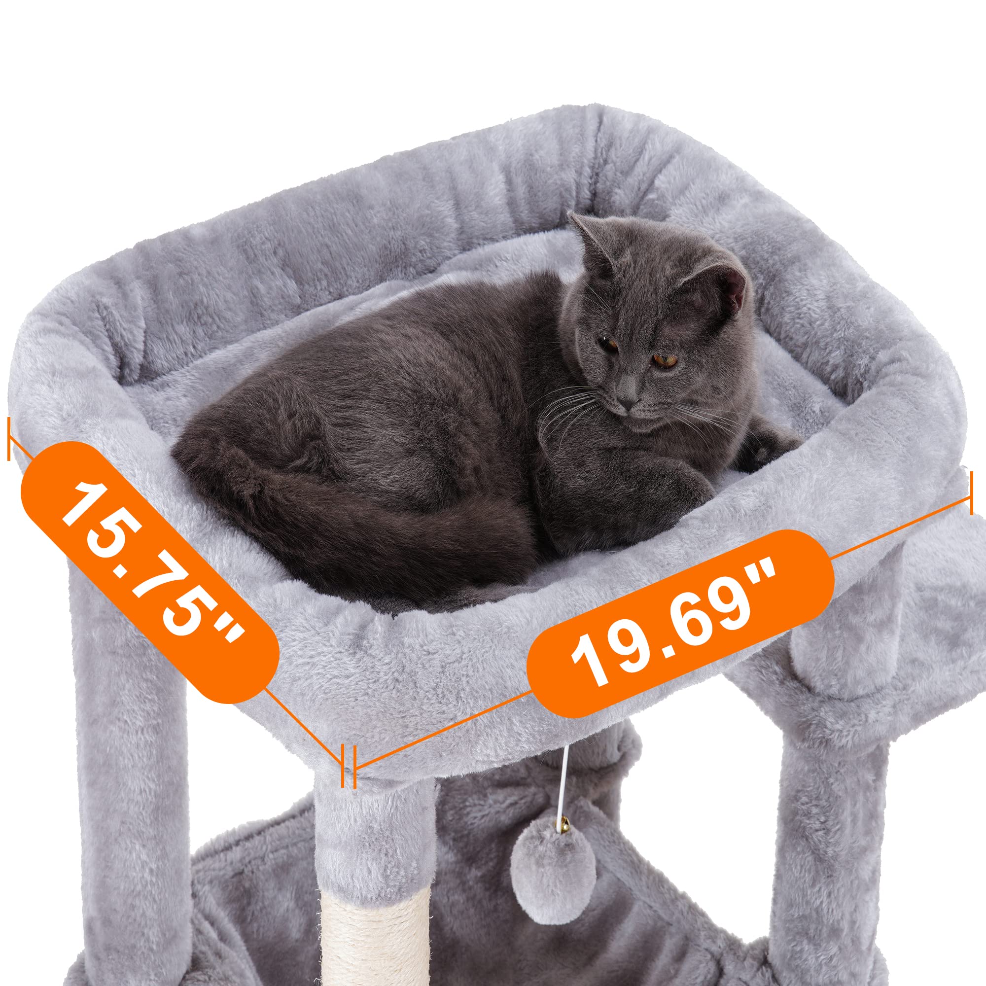 Heybly Cat Tree For Large Cats 20 Lbs Heavy Duty,69 Inches Xxl Cat Tower For Indoor Cats,Multi-Level Furniture Condo With Big Pa