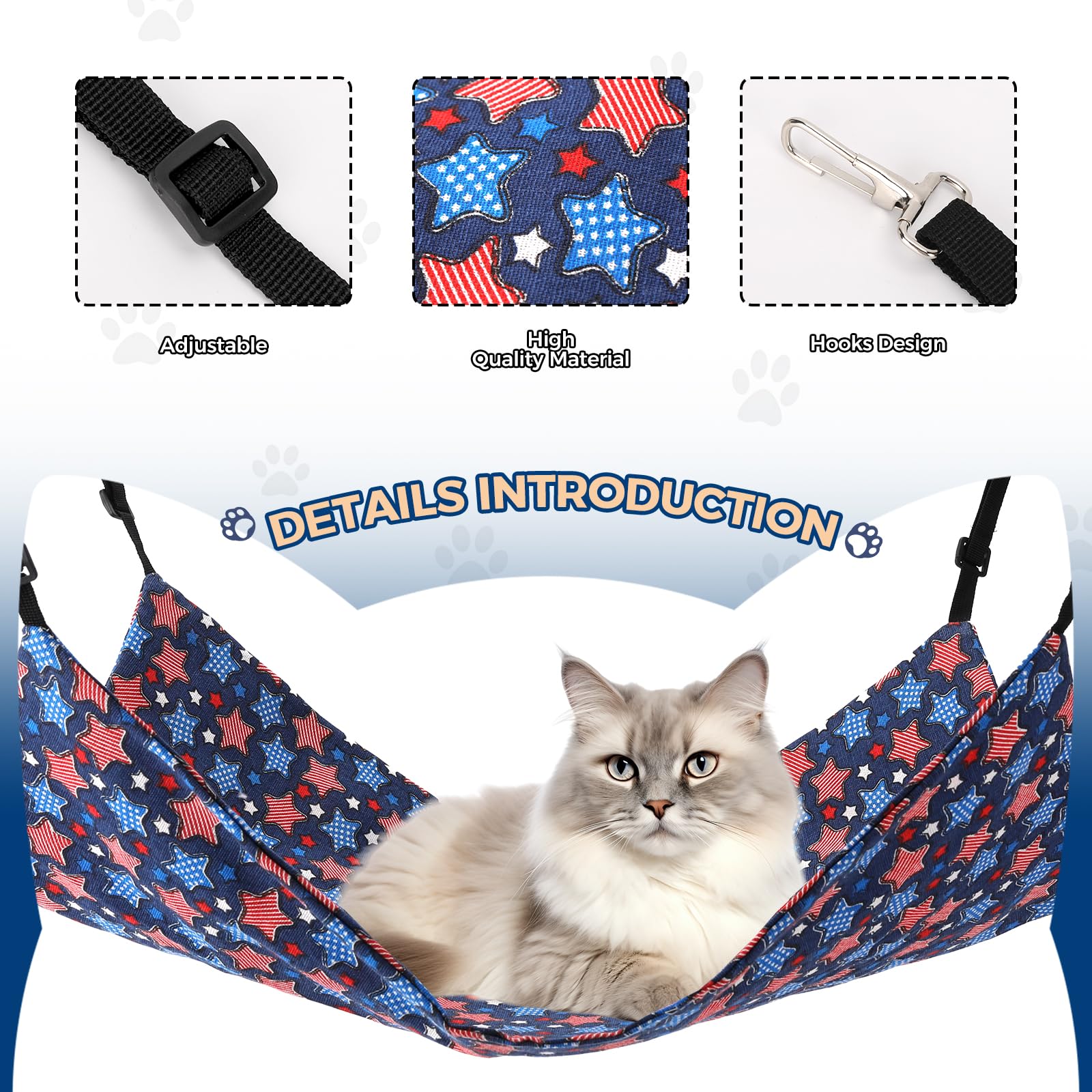 Cat Hammock For Cage Hanging Reversible 2Pack,Pet Hammock Bed Adjustable,Soft Sleeping Hammock For Cats,Ferret,Puppy,Rabbits,Sma