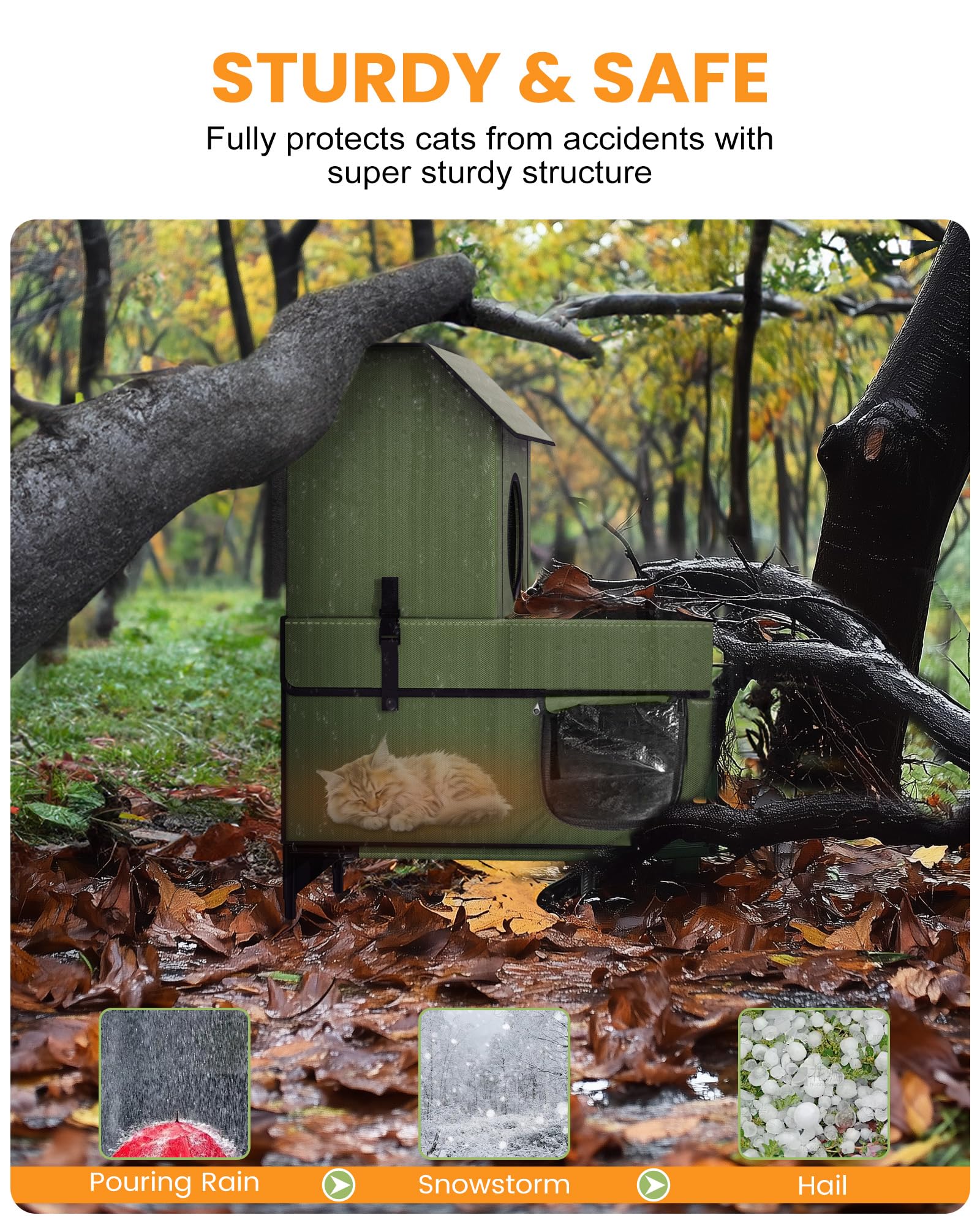 Lesotc Heated Cat House For Outside Cats In Winter, Extremely Waterproof, Fully Insulated Outdoor Cat Shelter With Cat Heating P