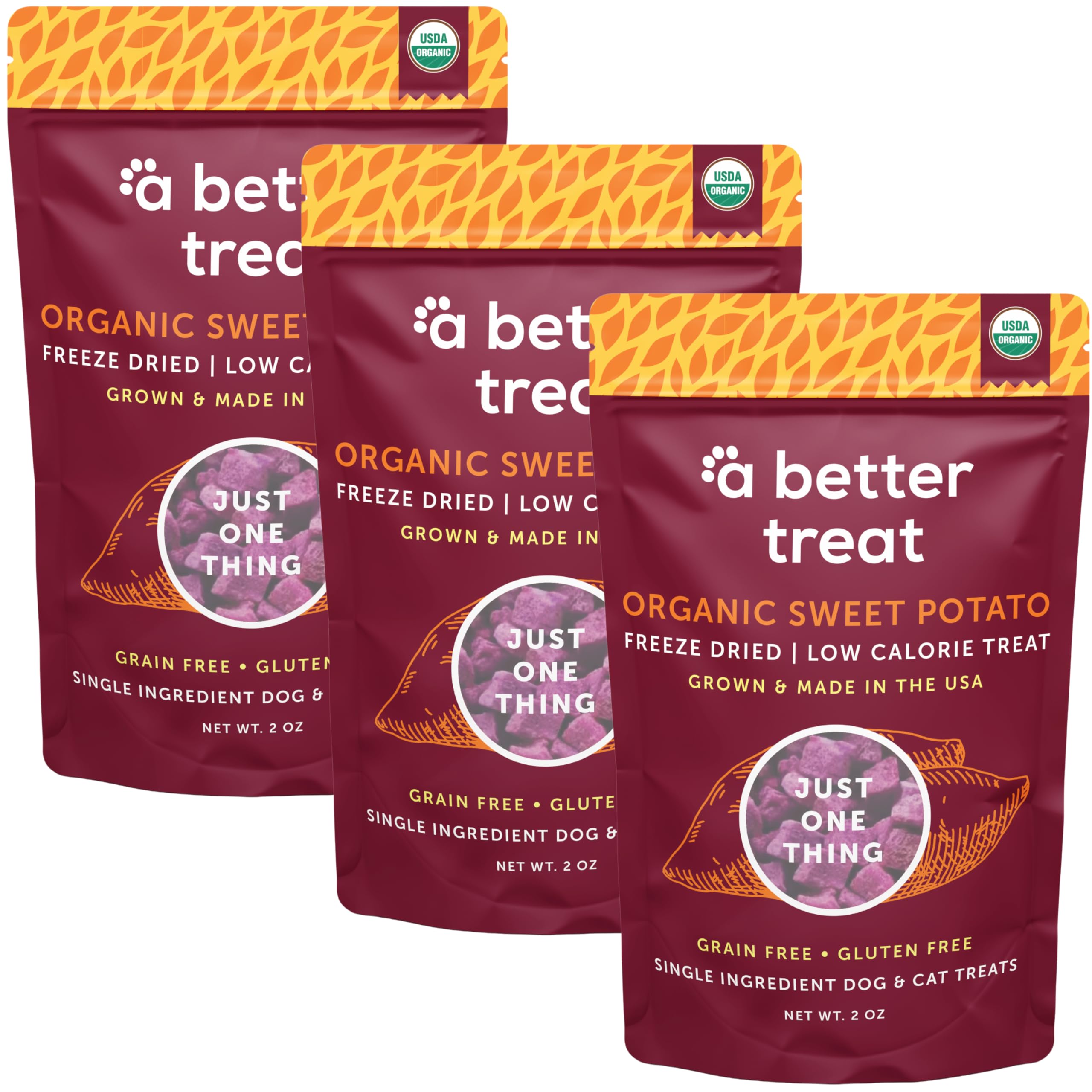A Better Treat - Freeze Dried Organic Purple Sweet Potato Dog and Cat Treats, Organic, Single Ingredient | Natural, Healthy, Dia