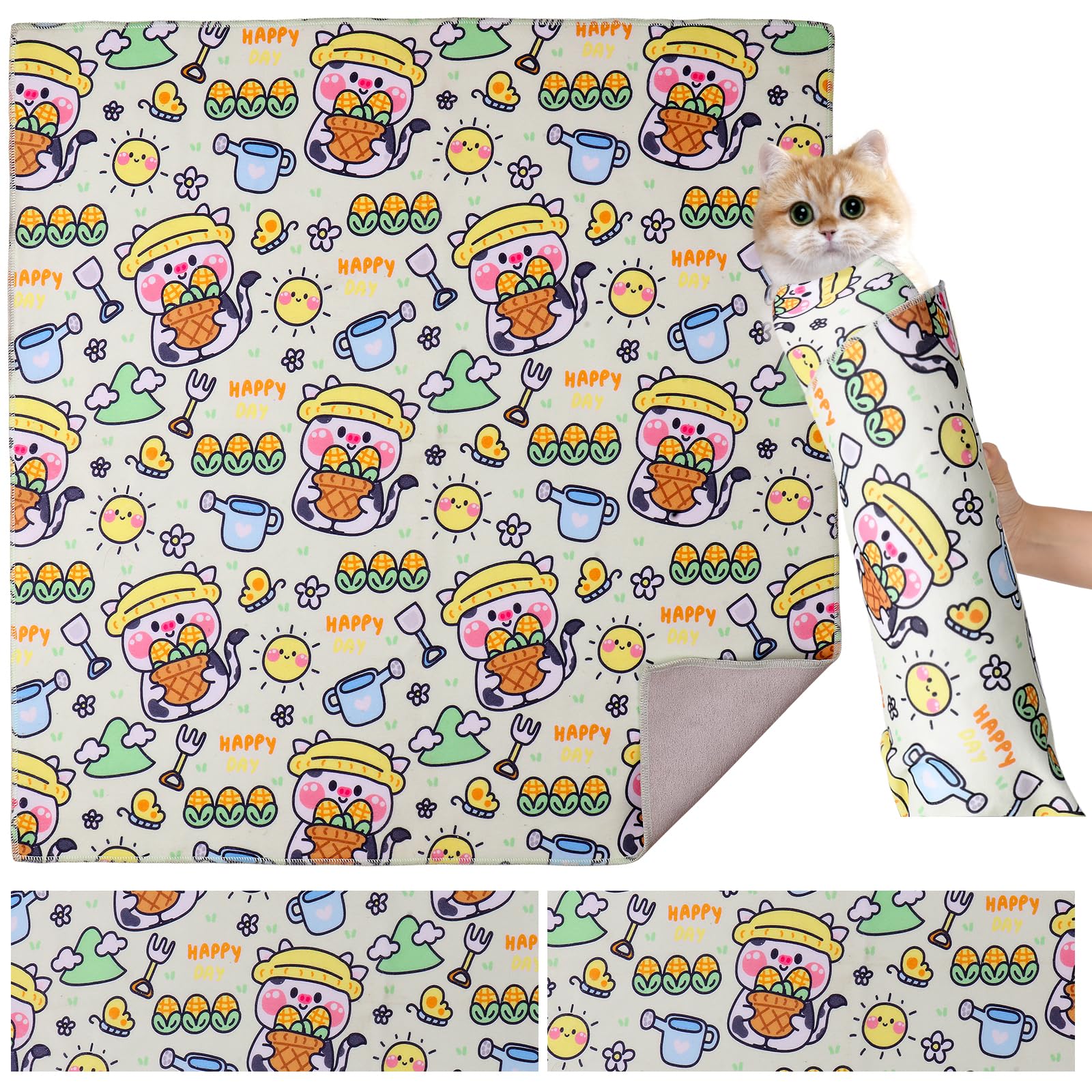 Cat Wrap For Grooming,Cat Wrap For Cutting Nails,Self-Adherent Soft Cat Blanket,Restrain The Cat To Keep Calm,Anti-Bite, Anti-Sc