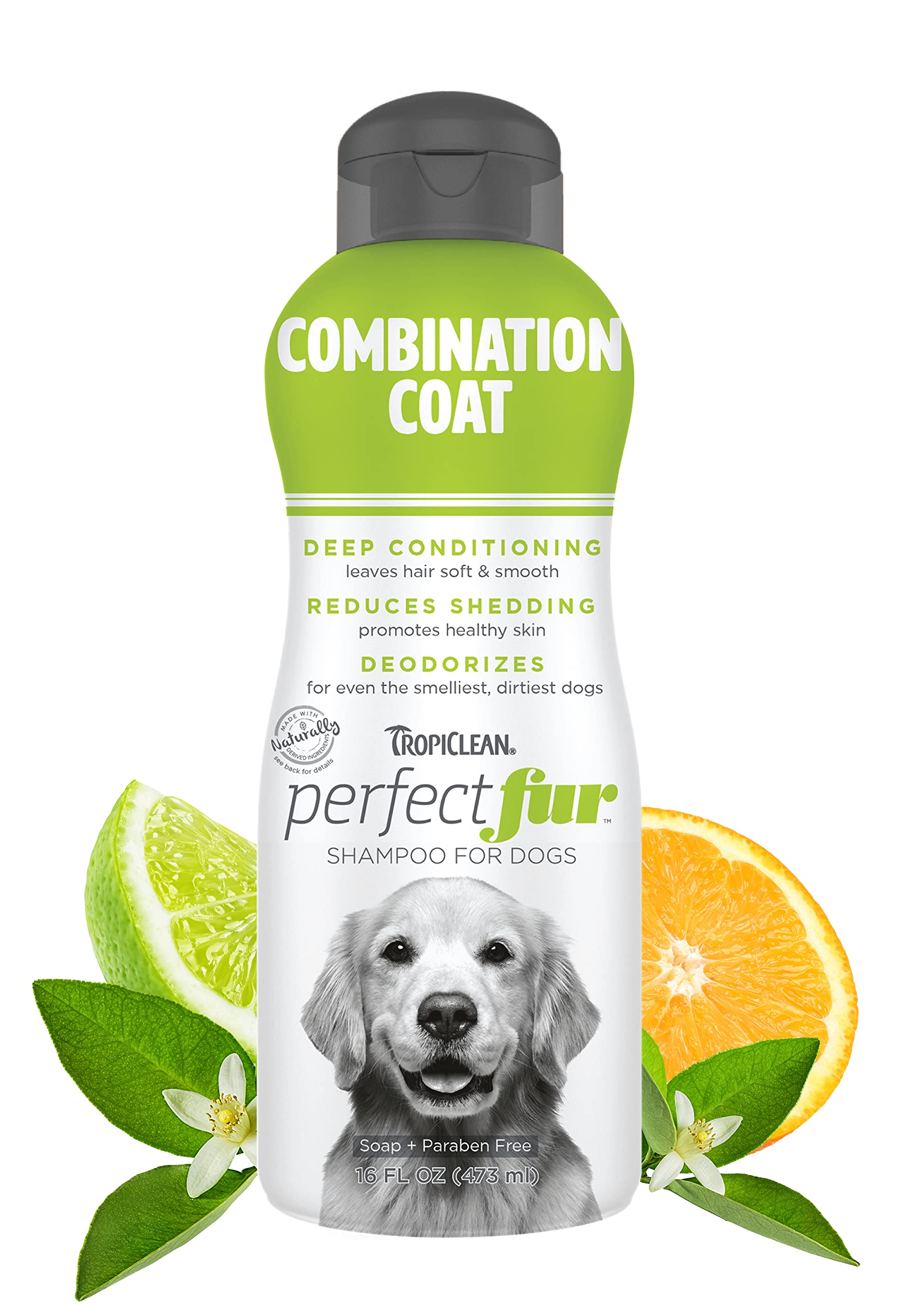 Tropiclean Perfect Fur Deodorizing And Deshedding Dog Shampoo For Smelly Dogs, For Breeds With Long And Short Fur, Odor Control,