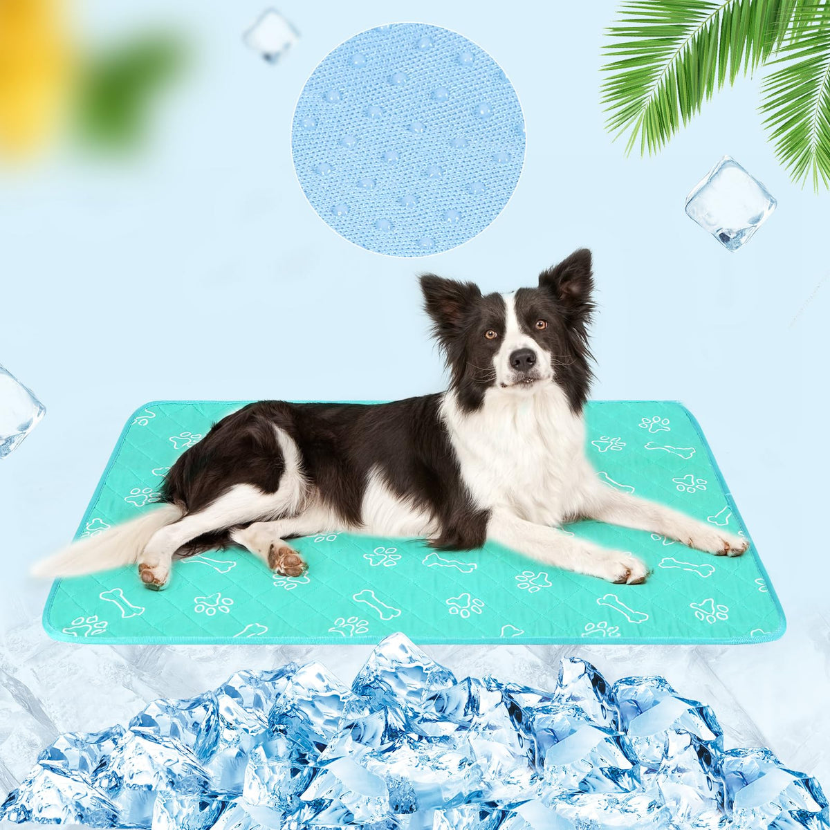 Beautyzoo Upgraded Dog Self Cooling Mat Ice Silk Chill Pads For Small Medium Large Dogs - Summer Reusable Pet Training Pad - Absorbent Non-Slip Cool Mat For Kennels, Crates And Beds, 23' X 35'