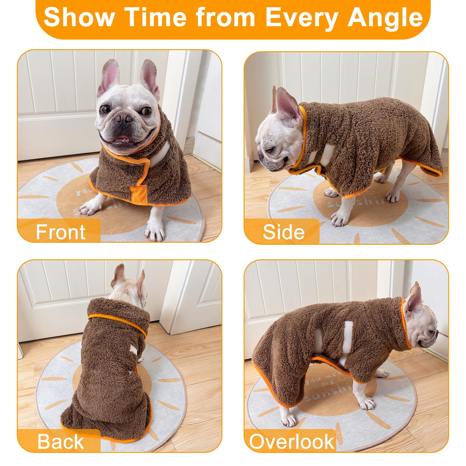 Bienbee Dog Bathrobe, Quick Drying Super Absorbent Dog Robes For After Bath, Warm Keeping Dogs Towel, Dogs Bath Supplies, Brown