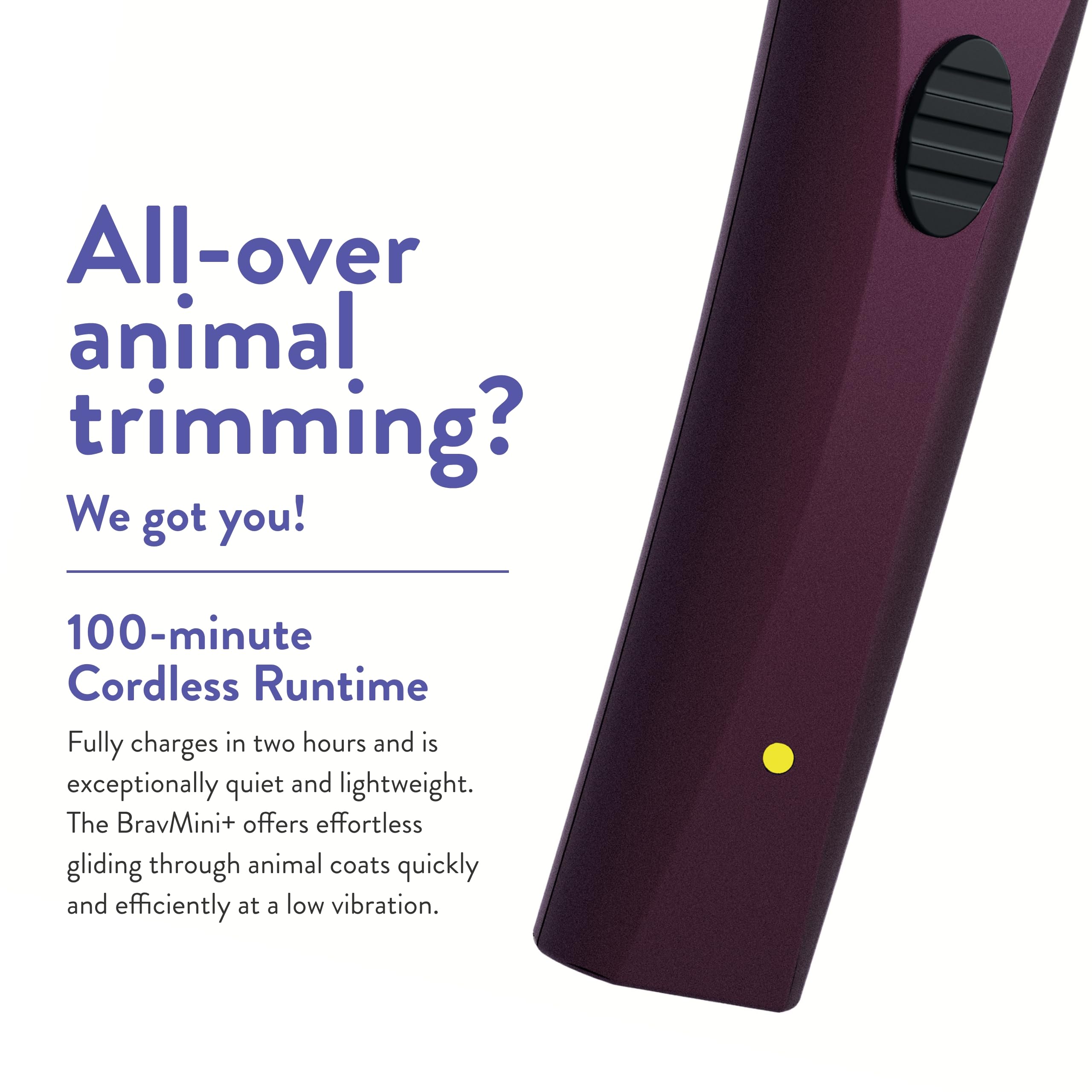 Wahl Professional Bravmini+ Cordless Trimmer Kit for Pets - Purple, Mini Size, Ideal for Dogs, Cats, & Horses