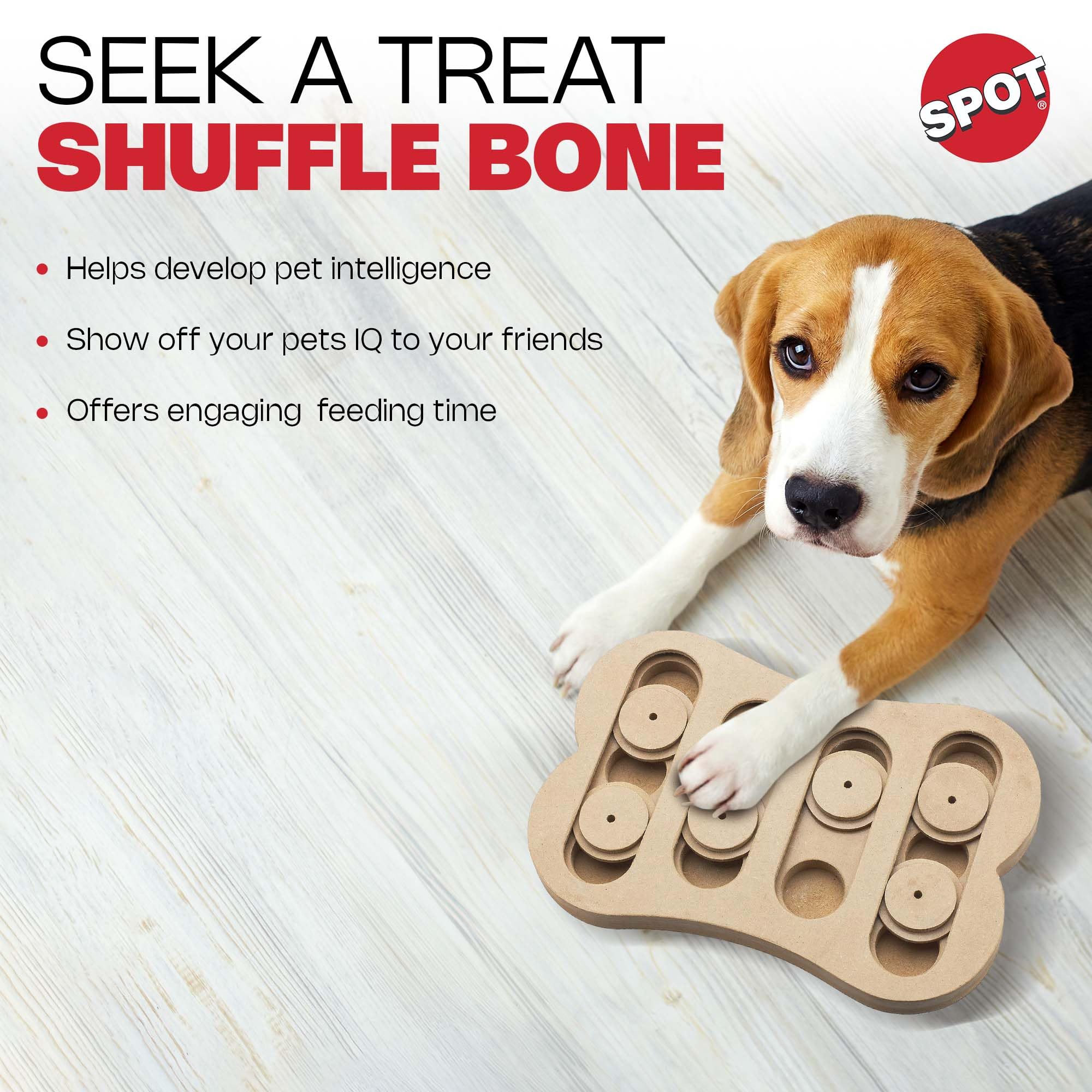 SPOT Ethical Pet Interactive Seek-A-Treat Shuffle Bone Toy Puzzle That Will Improve Your Dogs IQ, Specially Designed for Traini