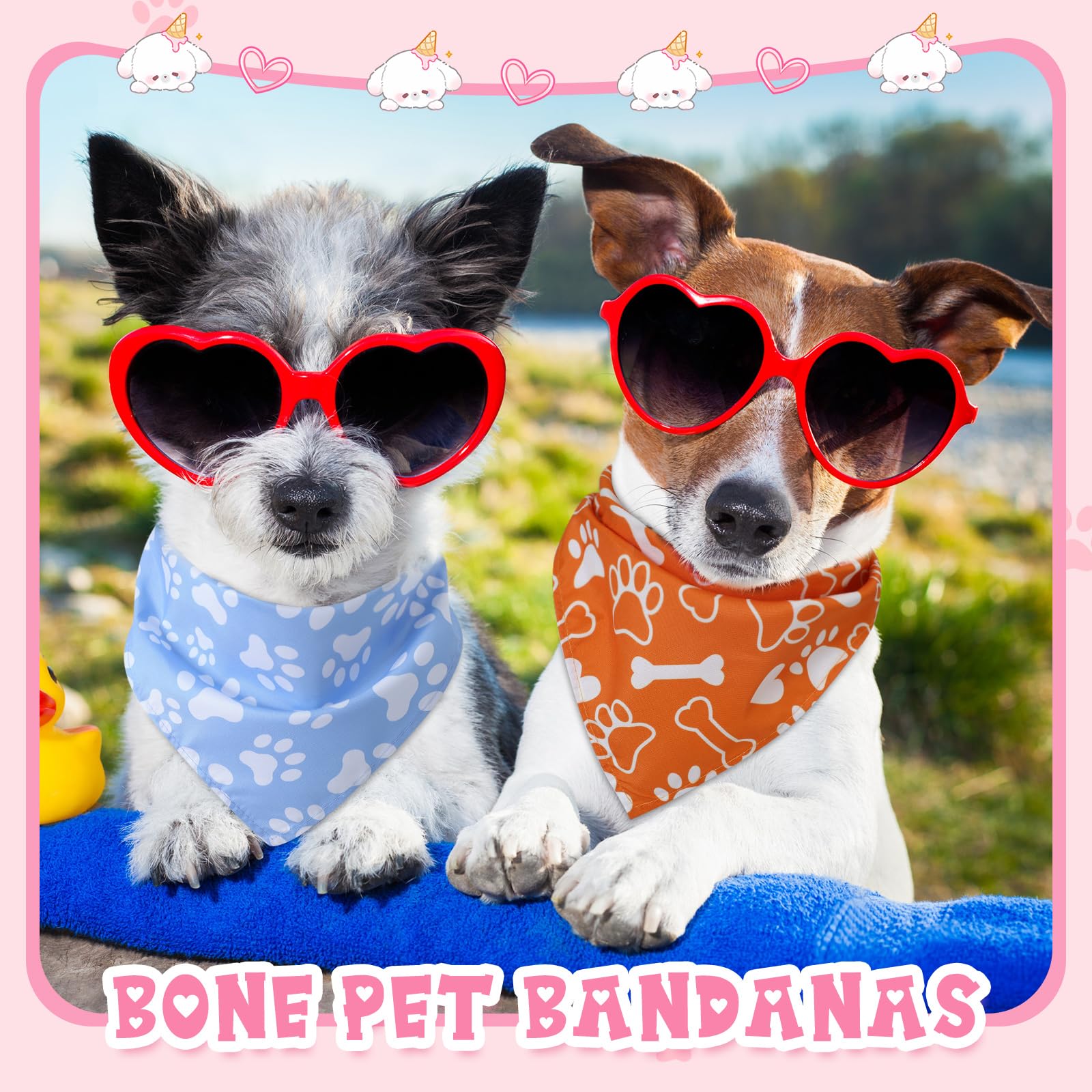 Kacctyen 200 Pcs Dog Bandanas Bulk Dog Paw Printed Pet Scarf Bibs Adjustable Washable Kerchief Daily Holiday Party Pet Costume A