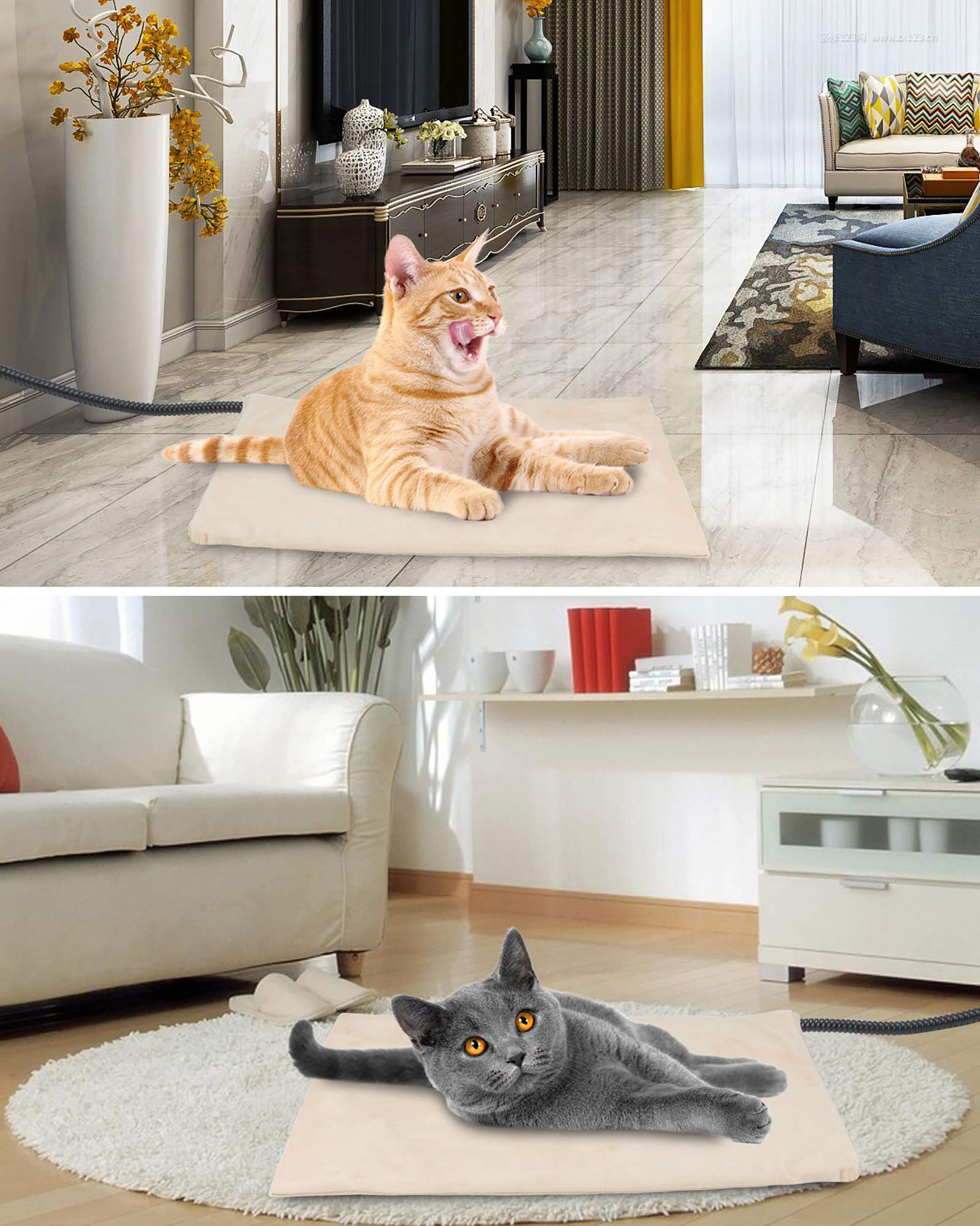 Nicrew Pet Heating Pad For Dogs And Cats, Heated Cat Bed With Steel-Wrapped Cord And Soft Fleece Cover, 17.7 X 15.7 In, 30 Watts