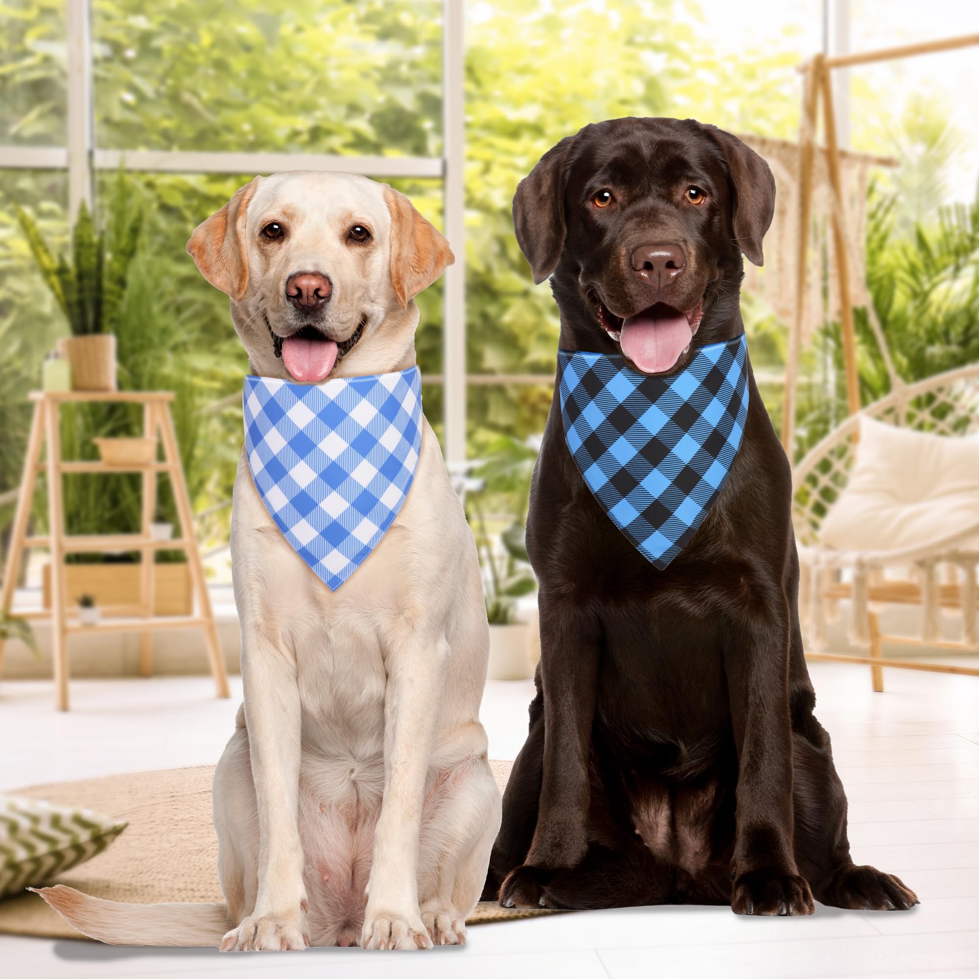 Ququle Dog Bandana Boy Xlarge 2Pcs, Blue Summer Spring Scarf, Durable Triangle Reversible Bibs Handkerchief For Puppy Pet