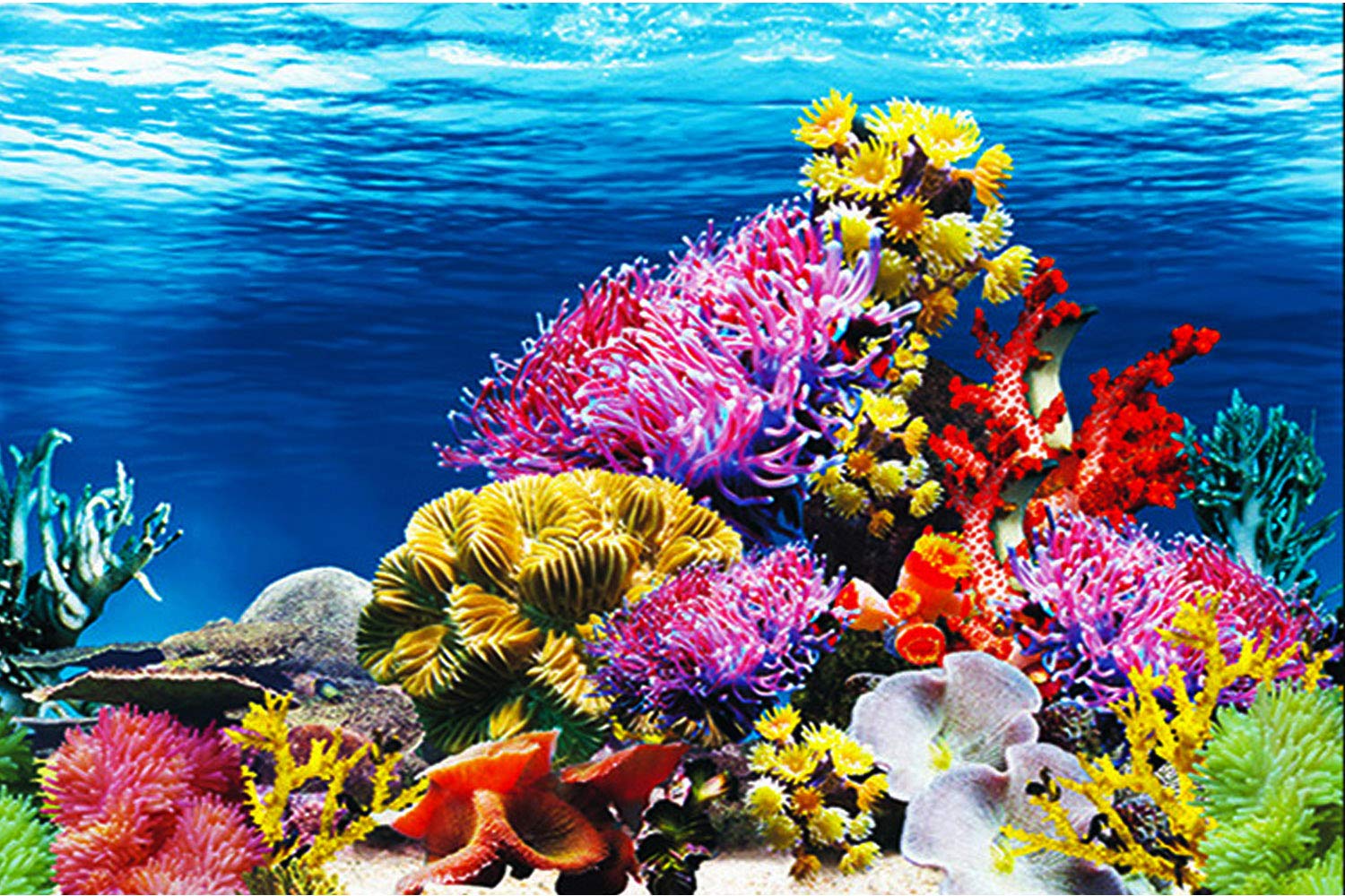 ELEBOX New 20 x 48 Fish Tank Background Paper Wallpaper 2 Sided Colorful Seaweed Water Plants Aquarium Background Picture