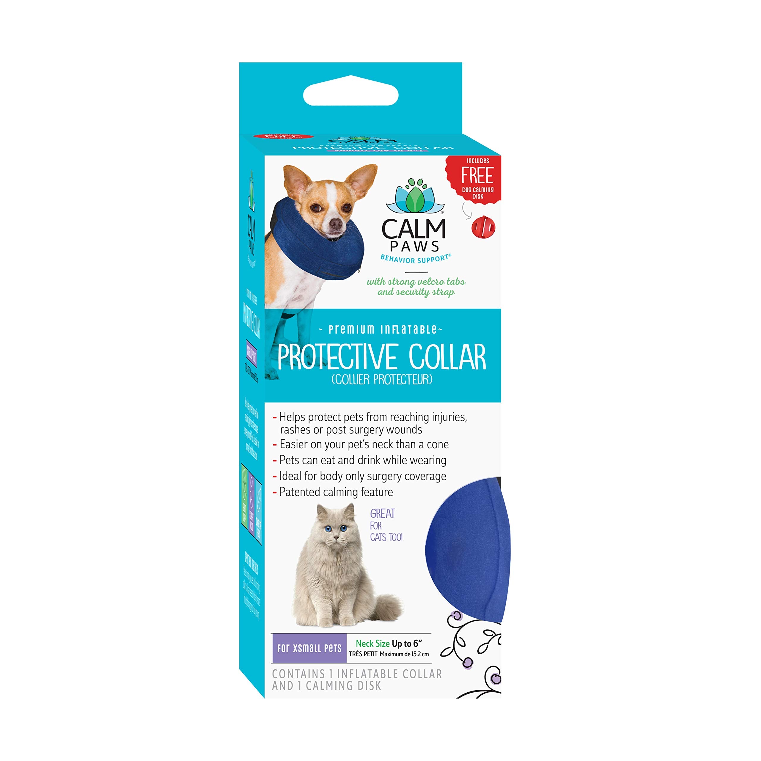 Calm Paws Behavior Support Protective Inflatable Collar w/Dog Calming Disc