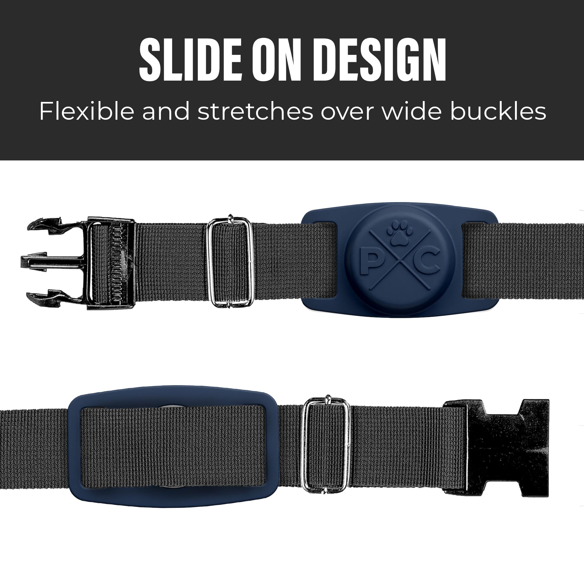 Pup Culture Airtag Dog Collar (2 Pack) | Durable & Protective Dog Airtag Holder - Track Your Pet Using Apple Airtag Technology -
