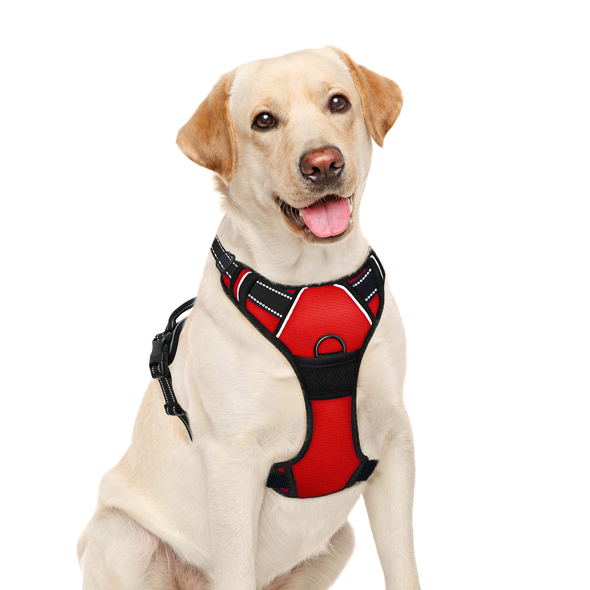 Barkbay No Pull Dog Harness Large Step In Reflective Dog Harness With Front Clip And Easy Control Handle For Walking Training Running(Red,L)