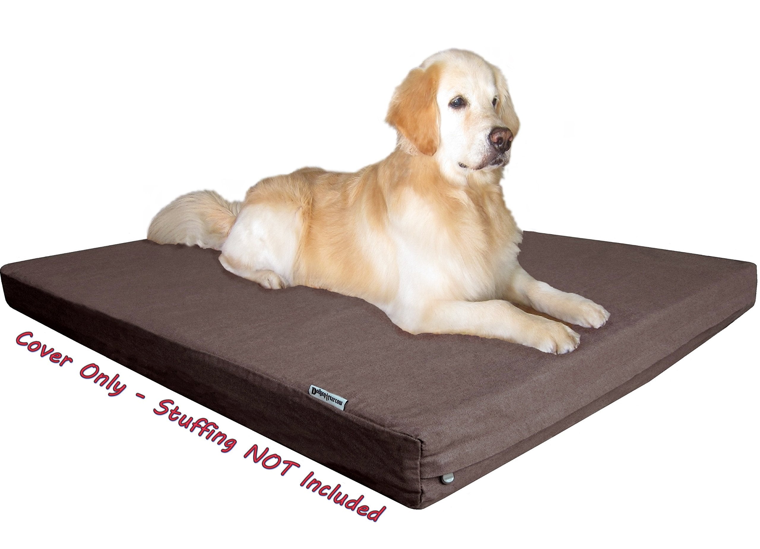 Dogbed4less 55X37X4 Inches Brown Color Denim Jean Dog Pet Bed External Zipper Cover - Replacement Cover only