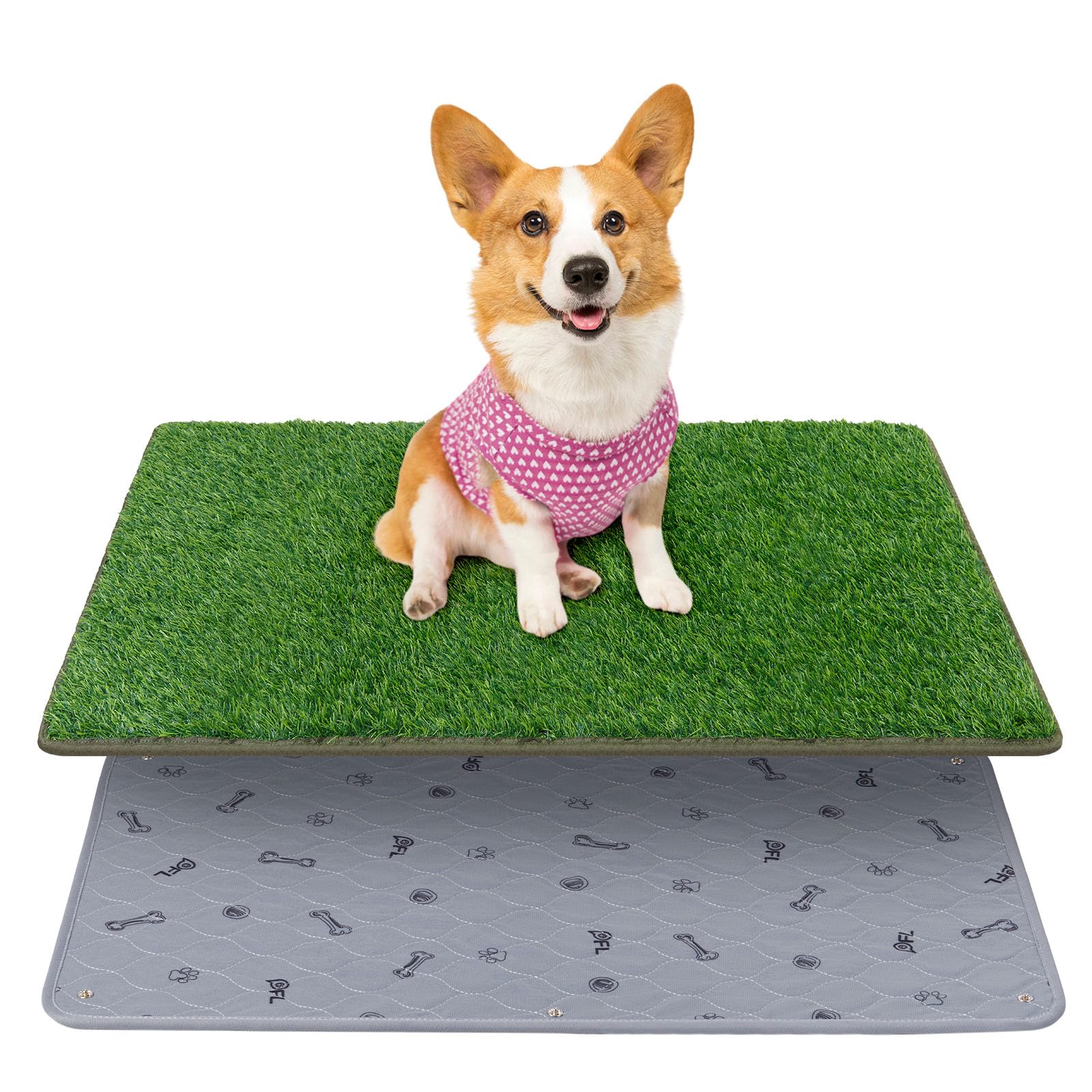 Dog Grass Mat With Pee Pad, Small Dog Litter Box Indoor Artificial Turf Grass Puppy Potty Training Pads Doggies Washable Reusabl