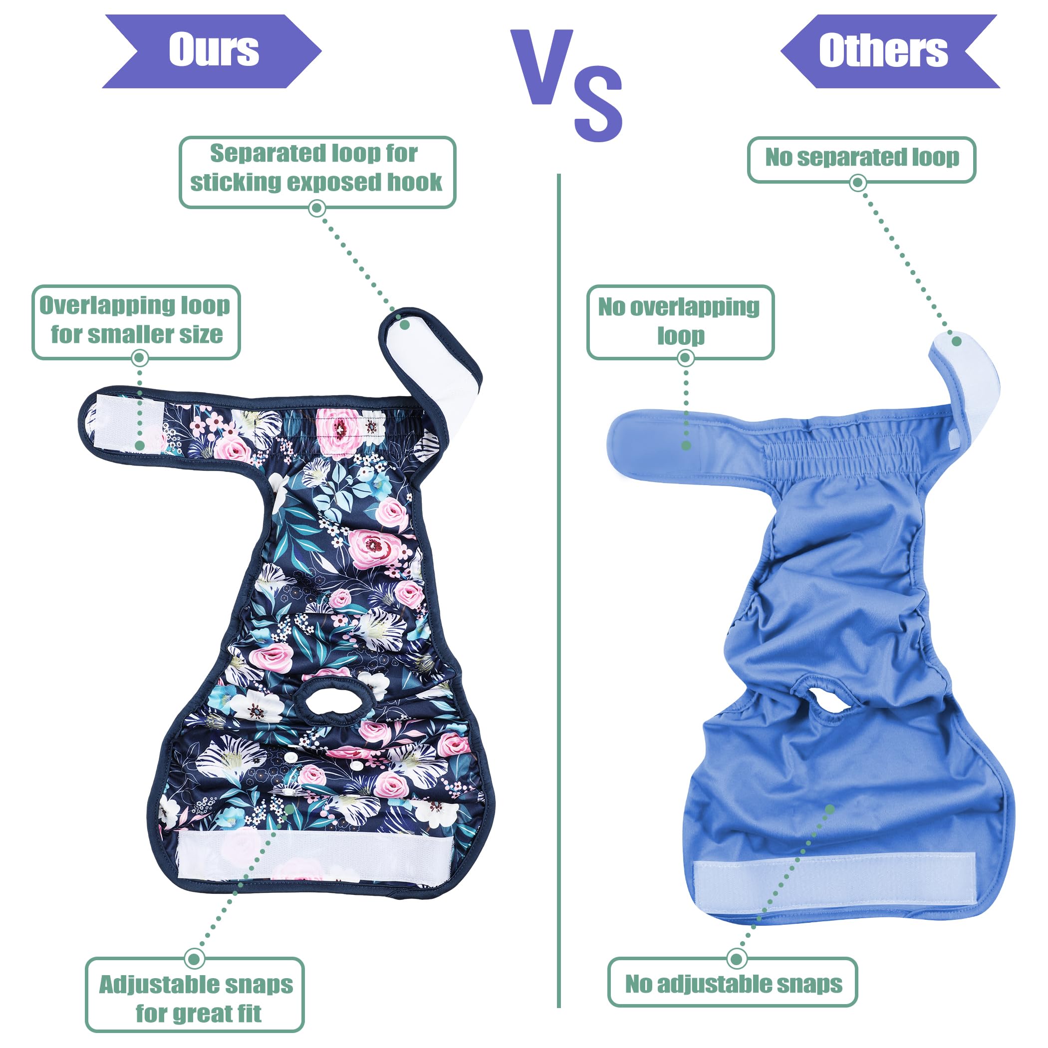 wegreeco Washable Reusable Premium Dog Diapers,Pack of 3,Small Dog Puppy & Doggy Diapers Female,Dog Period Panties Diapers Femal