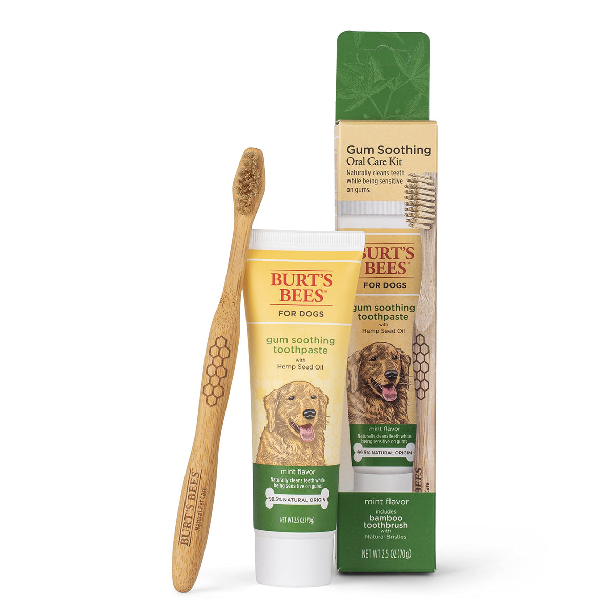 Burt'S Bees For Pets Care+ Oral Care Kit, Gum Soothing Dog Toothpaste With Hemp Seed Oil And Bamboo Dog Toothbrush | Dog Tooth B