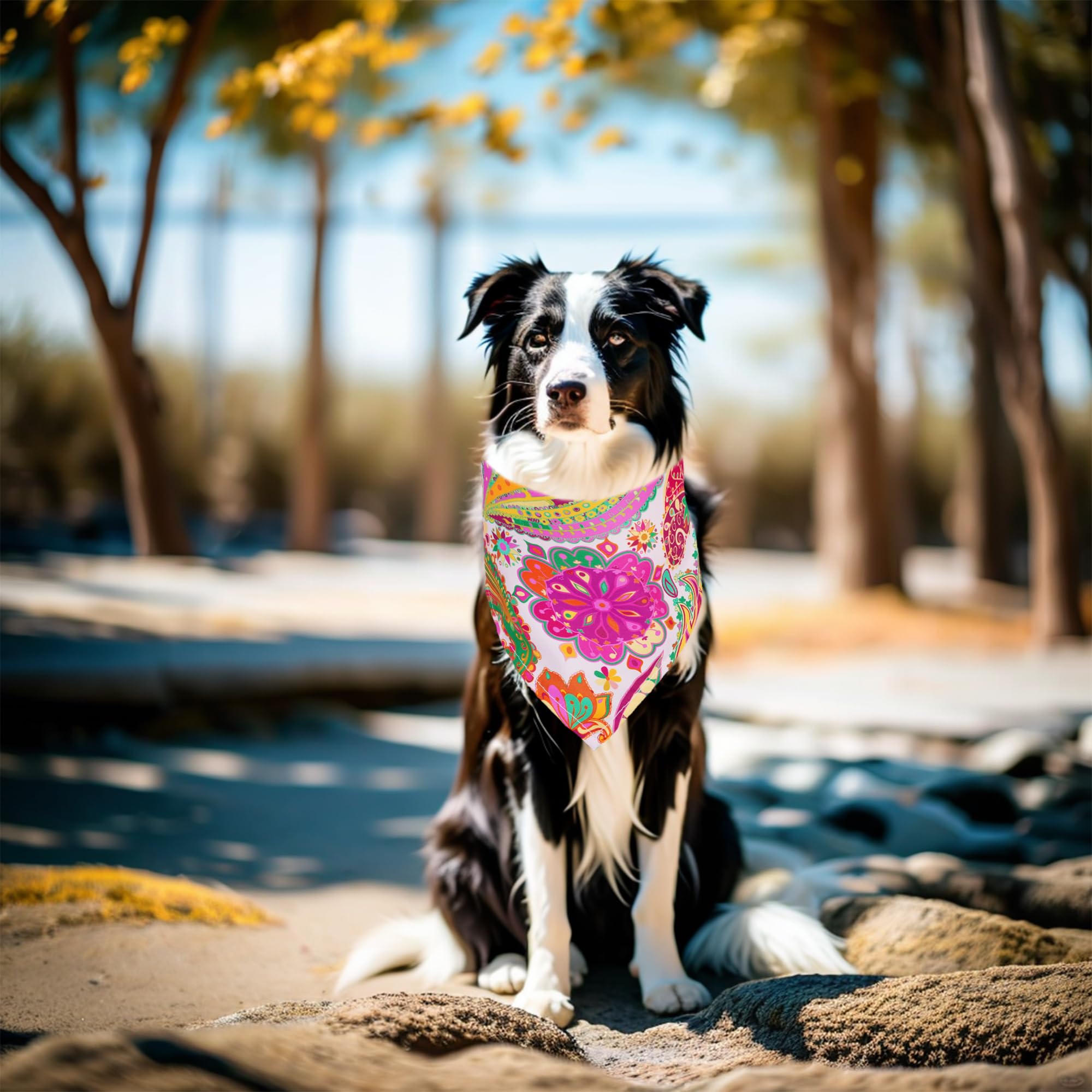 JpGdn 50PCS Big Dog Bandanas Paisley 33Inch for Large Extral Large XL XXL Breed Kerchief Triangle Bibs Scarves Pink Blue Yellow