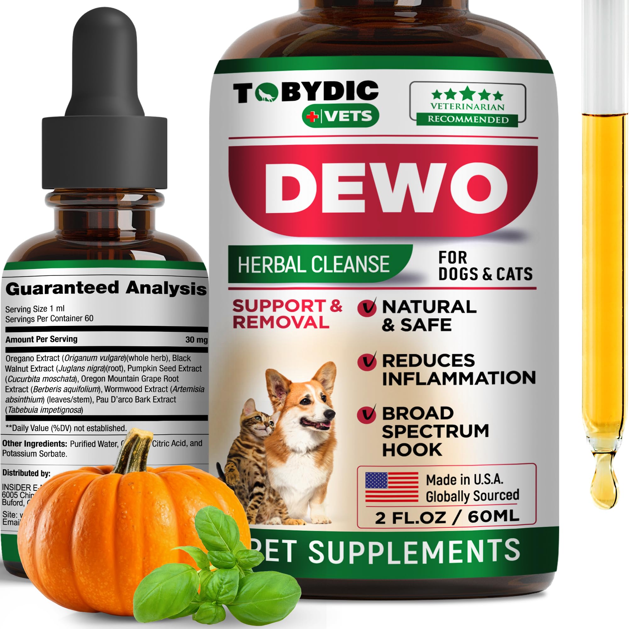 Tobydic Cats & Dogs Natural Broad Spectrum Intestinal Defense & Digestive Liquid Herbal Support - Promotes Gut Health - Suppleme