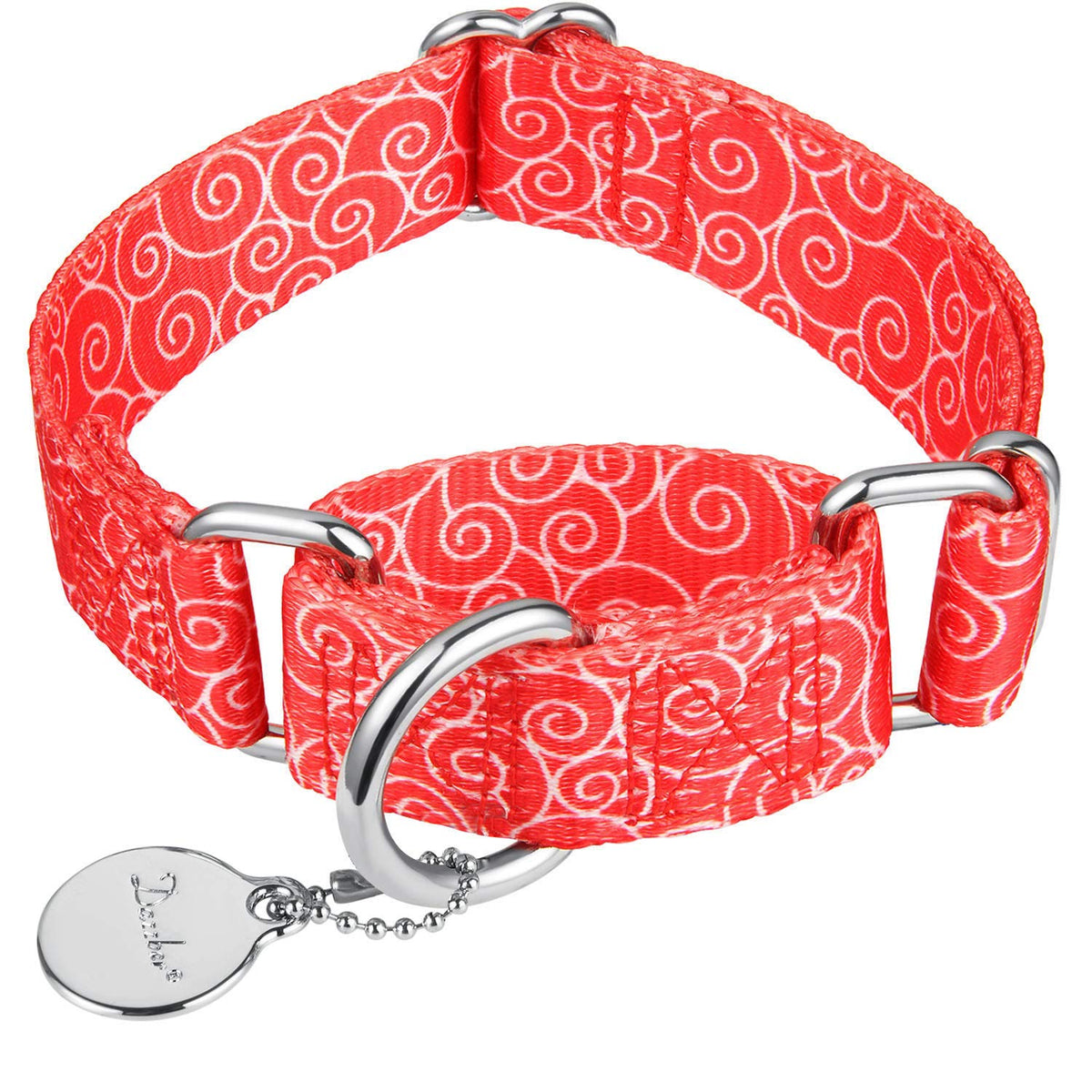 Dazzber Martingale Collars For Dogs, No Pull Anti-Escape Pet Collar, Heavy Duty For Medium And Large Dogs, Adjustable 17 Inch To 25 Inch, Red, Auspicious Cloud