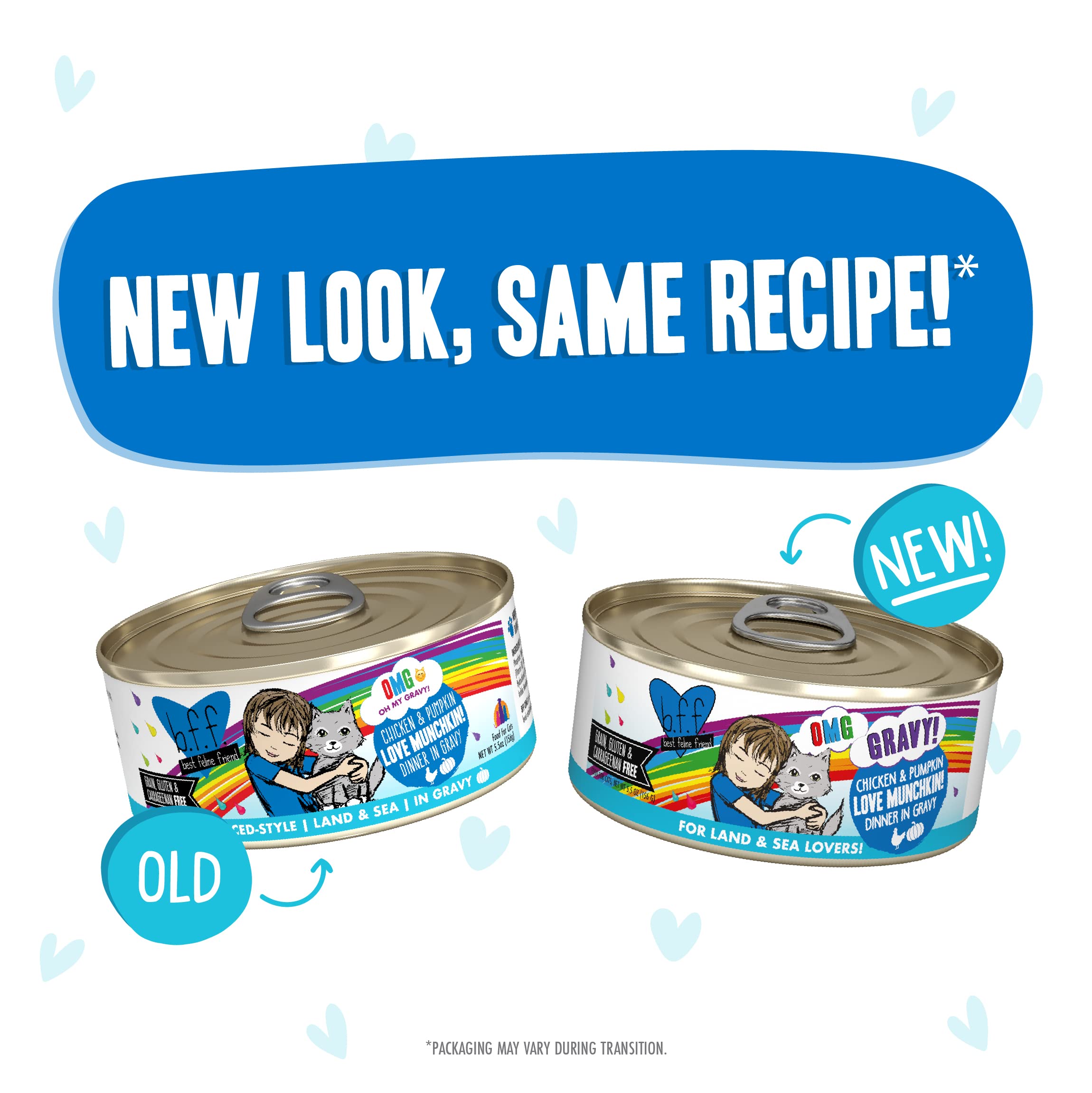 Weruva B.F.F. OMG - Best Feline Friend Oh My Gravy!, Love Munchkin! with Chicken & Pumpkin in Gravy Cat Food, 5.5oz Can (Pack of