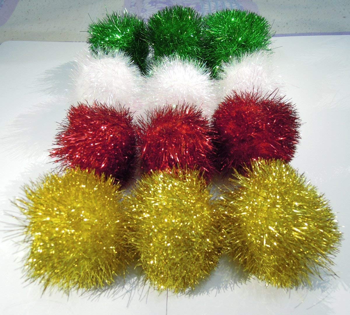 Petfavorites Bushy Sparkle Ball Cat Toy, Interactive Glitter Pom Pom Cat Toy Balls For Kittens, 8 Pack.