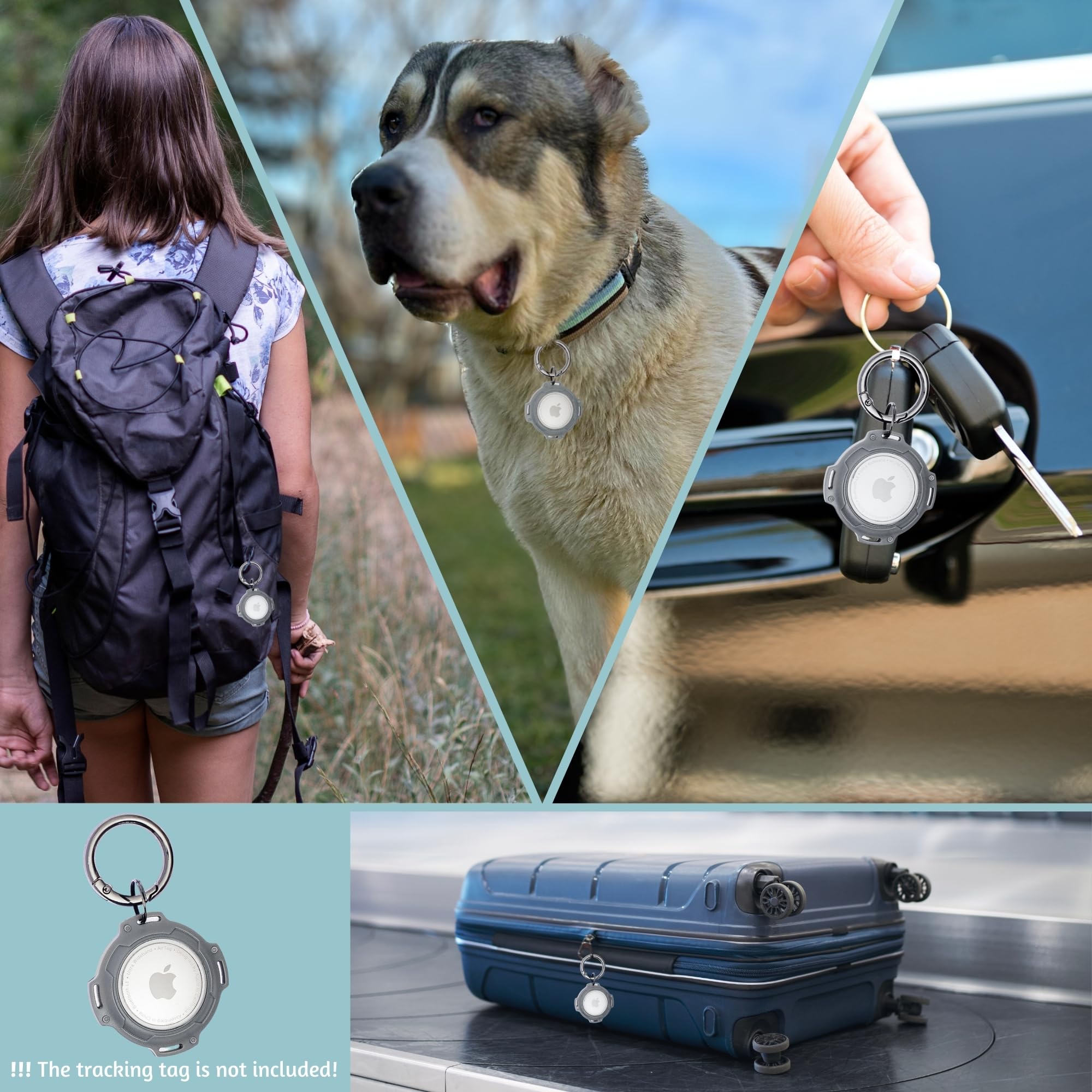 Adityna Cotton Dog Collar With Airtag Holder - Heavy-Duty Metal Buckle, Breathable, Easy Adjustable For Medium & Large Breeds -