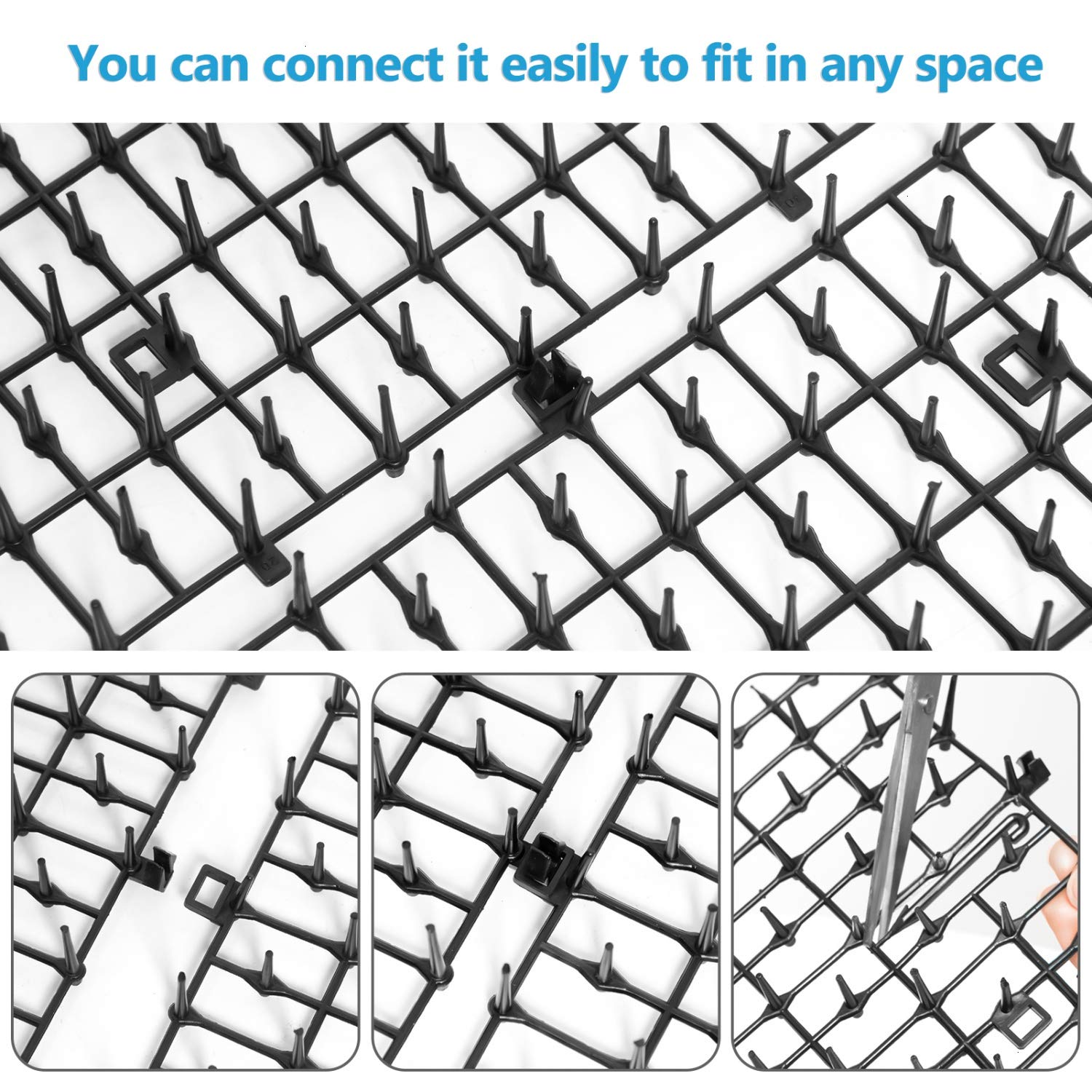 Pomeat 10 Pcs Scat Mat For Cats Indoor, 16' X 12' Cat Scat Mat With Spikes Sprickle, Digging Deterrent For Dogs, Outdoor For Garden And Fence, Cat Deterrent With 7 Staples