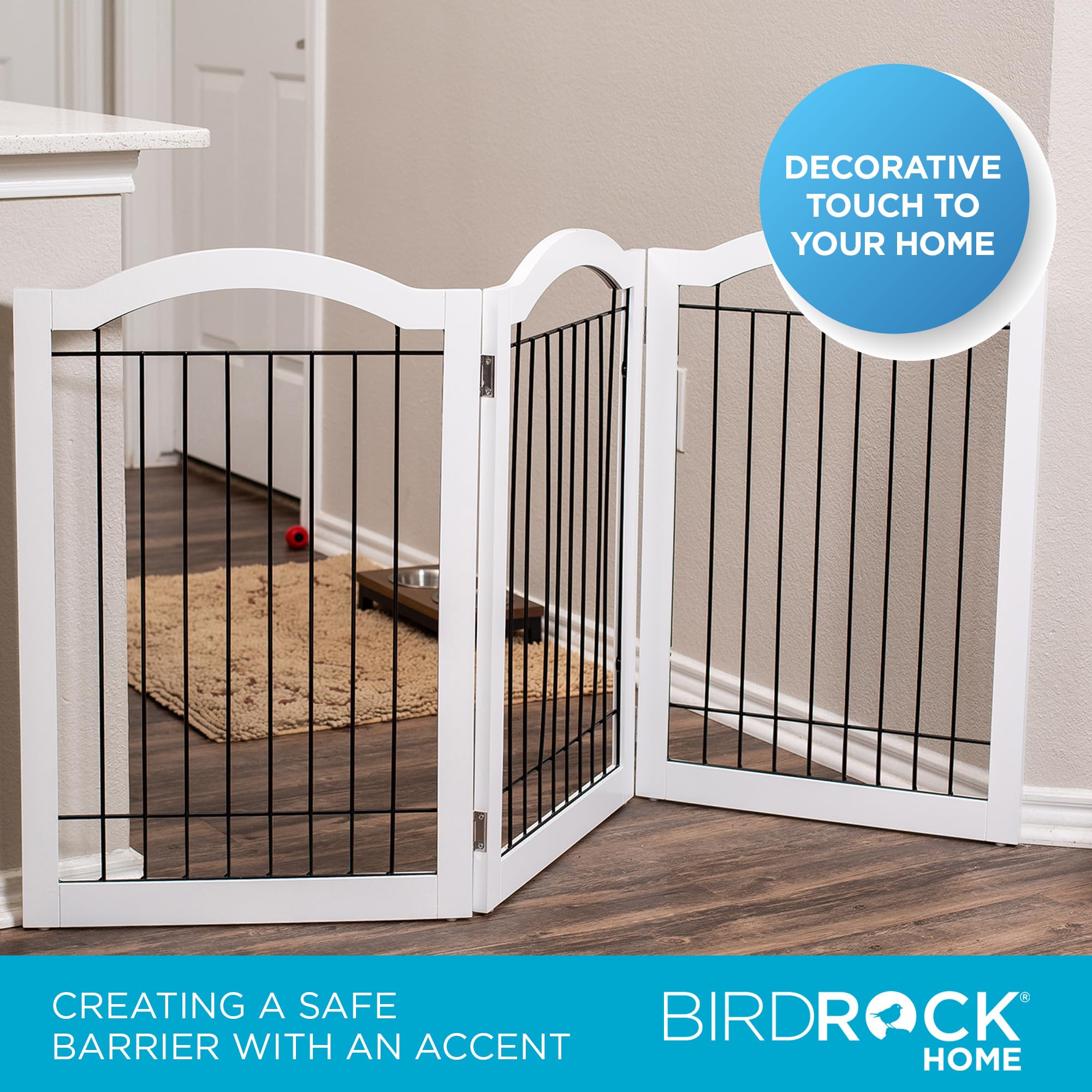 Internets Best Arched Top Wire Dog Gate for The Home, Doorway, Stairs  3 Panel  30in H x 60in W  Medium, Large Dogs, Puppies, C