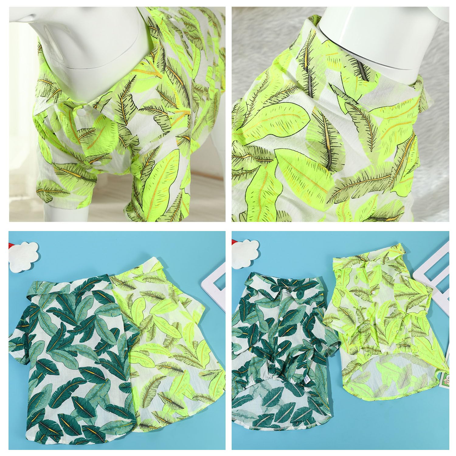 Harikaji Dog Hawaiian Shirt, Summer Pet Clothes Large Dog Cool Costume Beach T-Shirt For Medium Large Dog (Yellow Leaves,3Xl)