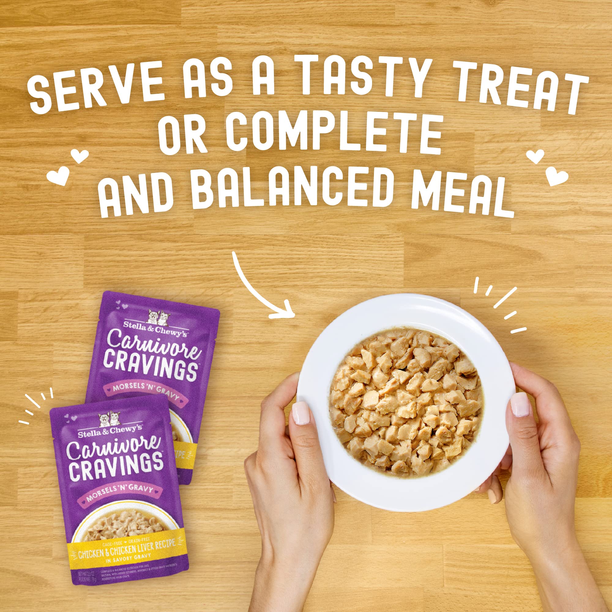 Stella & Chewys Carnivore Cravings Morsels & Gravy Chicken & Chicken Liver Recipe Wet Cat Food Pouches - (2.8 Ounce Cans, Case o