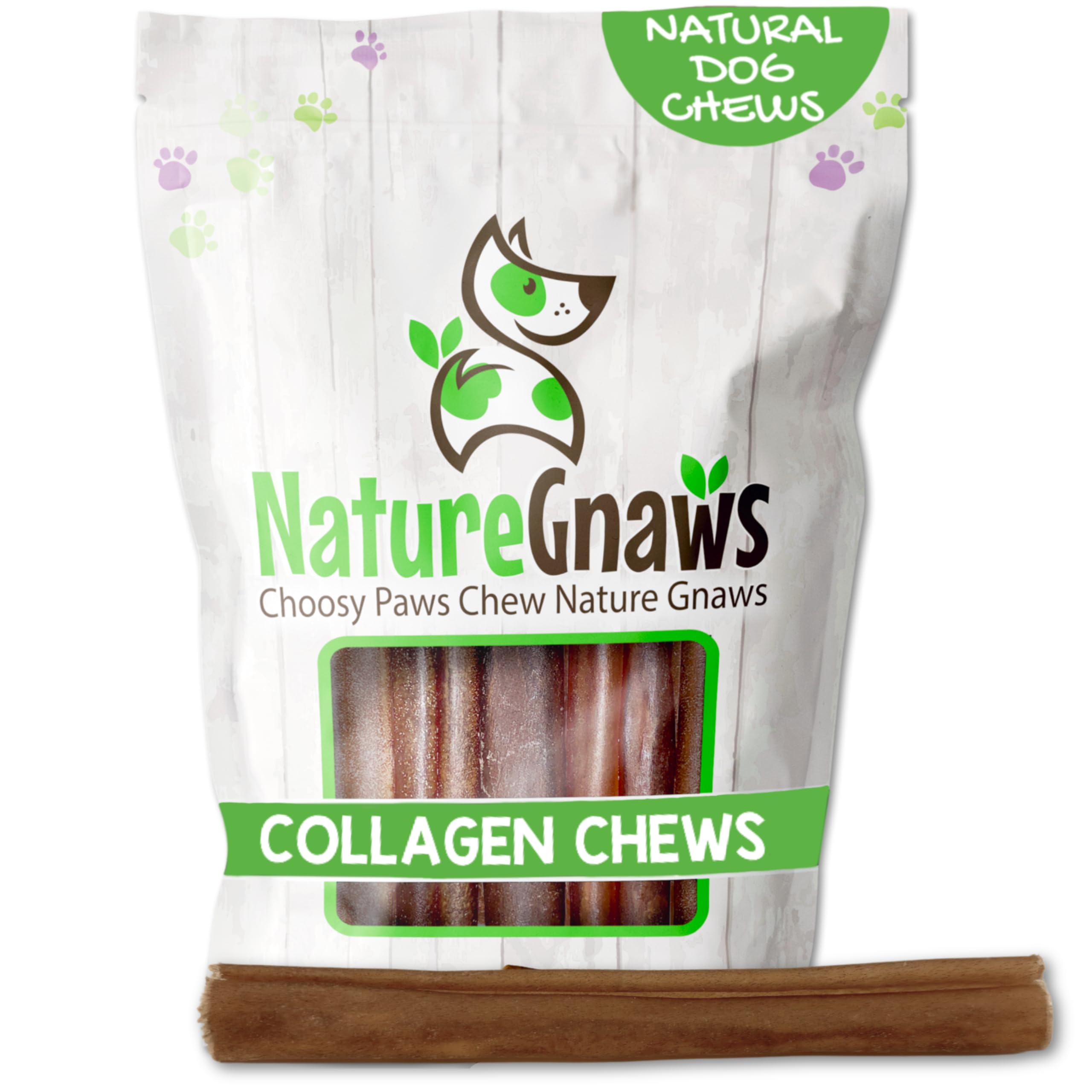 Nature Gnaws Collagen Sticks for Dogs 6 (12 Count) - Long Lasting for Small and Medium Dogs - Natural Beef Hide Dog Chew Bones