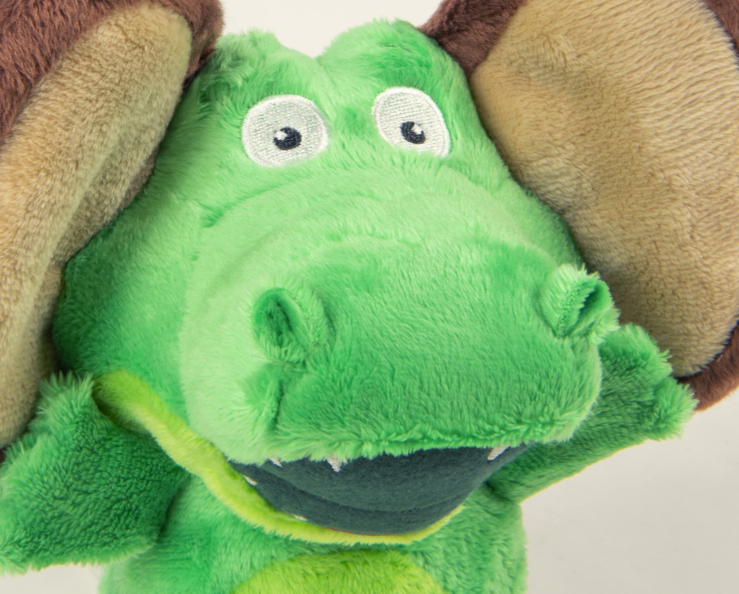 Godog Flips Gator-Monkey Silent Squeak Plush Dog Toy, Chew Guard Technology - Green, Large