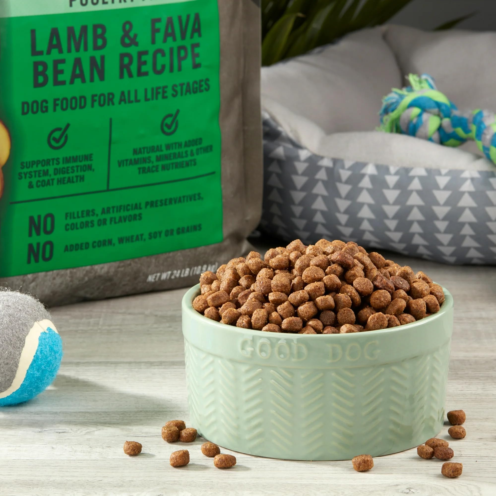 Pure Balance Grain-Free Lamb & Fava Bean Dry Dog Food, 24 lb Bag, Real Lamb First, No Corn Wheat Soy, Digestive Health, Immune S