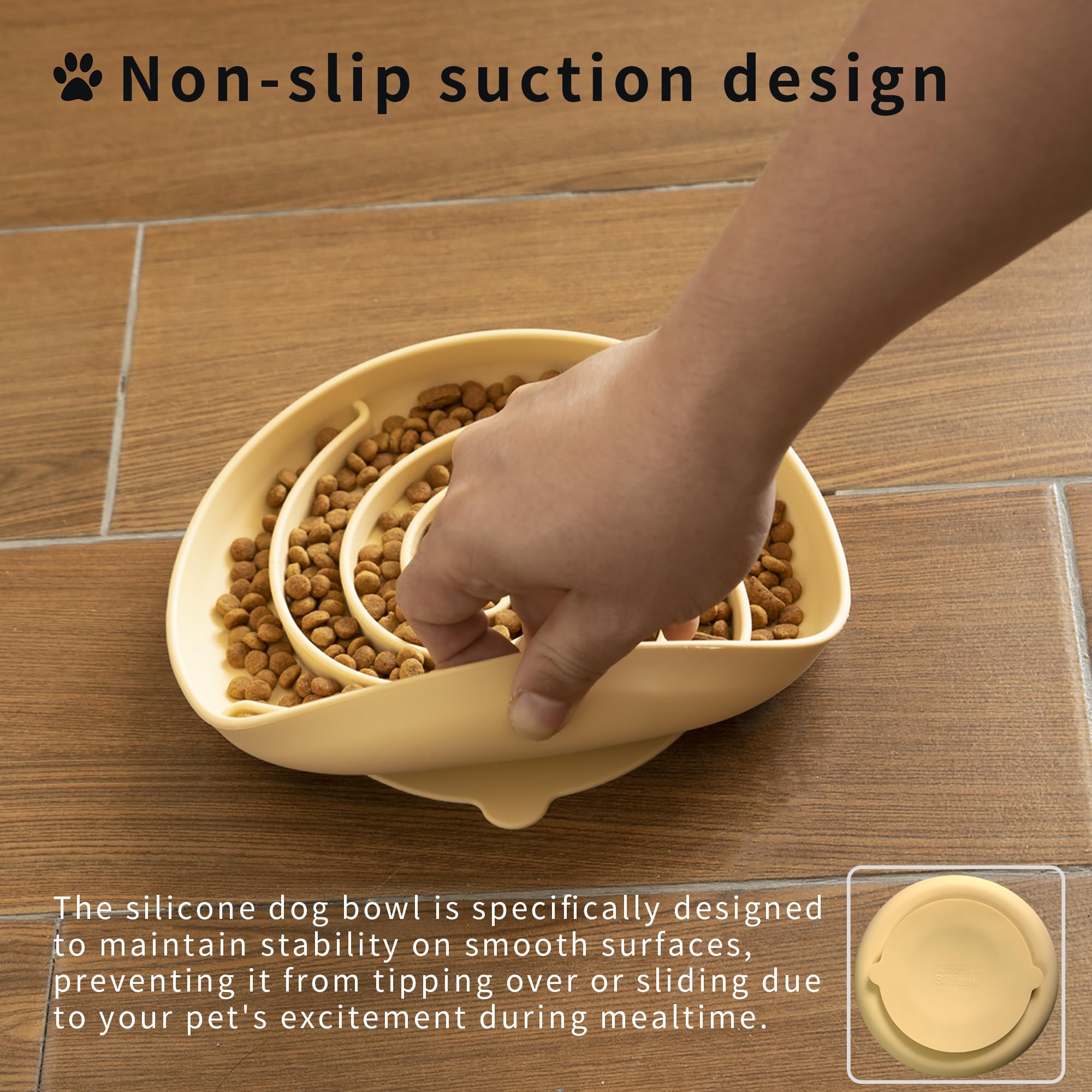 Bifeaw Dog Puzzle Bowl - Silicone Slow Feeder Dog Bowls for Healthy Eating - Puppy Slow Feeder Non-Slip Design Dishwasher Microw