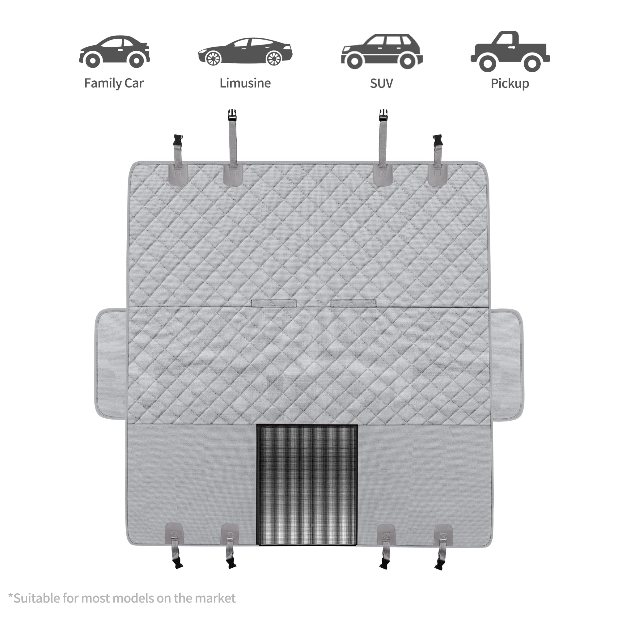 Gxt Dog Back Seat Cover Protector For Cars Suv And Trucks With Mesh Window, Scratchproof Nonslip And Waterproof Material(Grey)