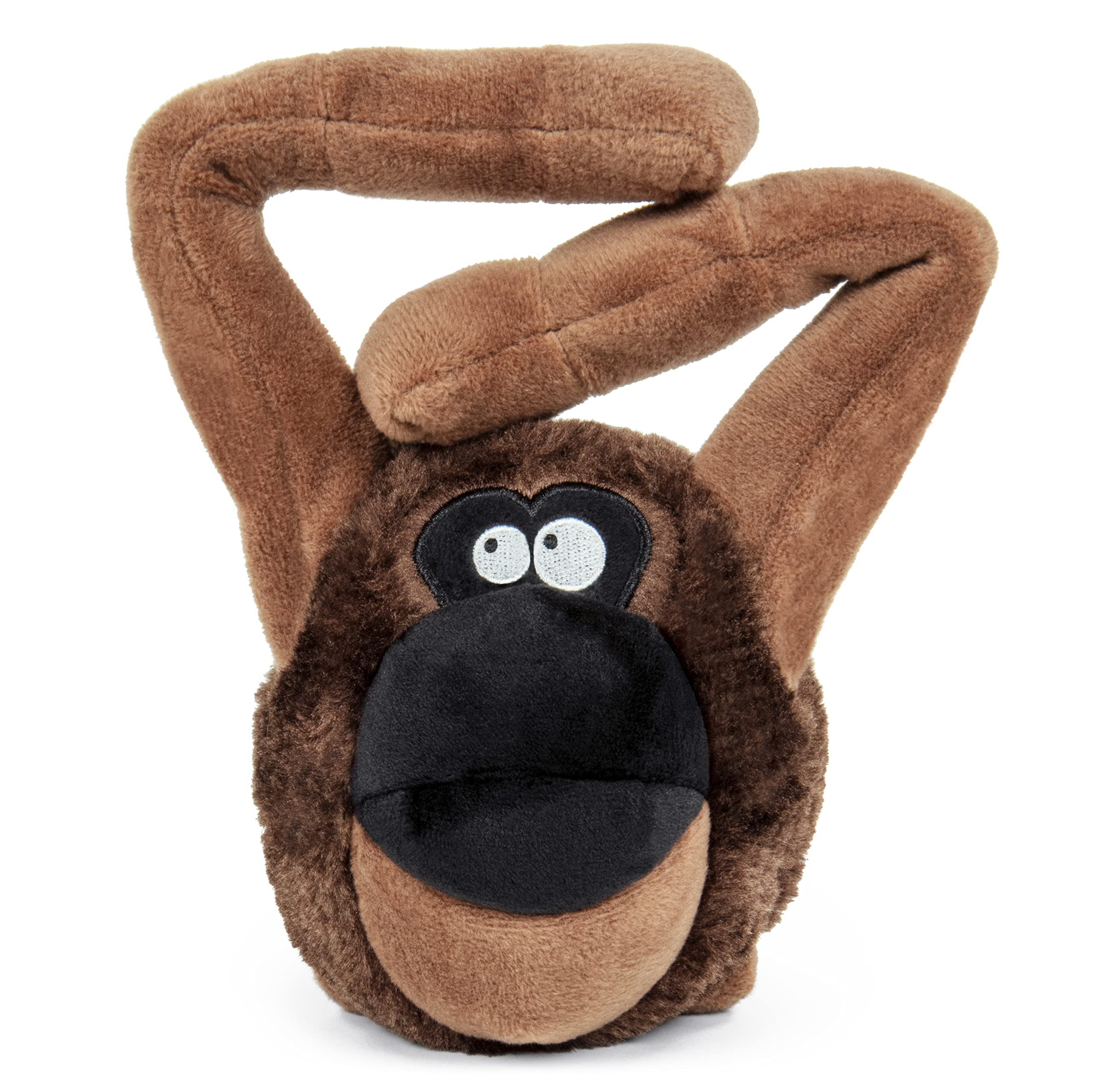 Godog Action Plush Ape Animated Squeaky Dog Toy, Chew Guard Technology - Brown, One Size