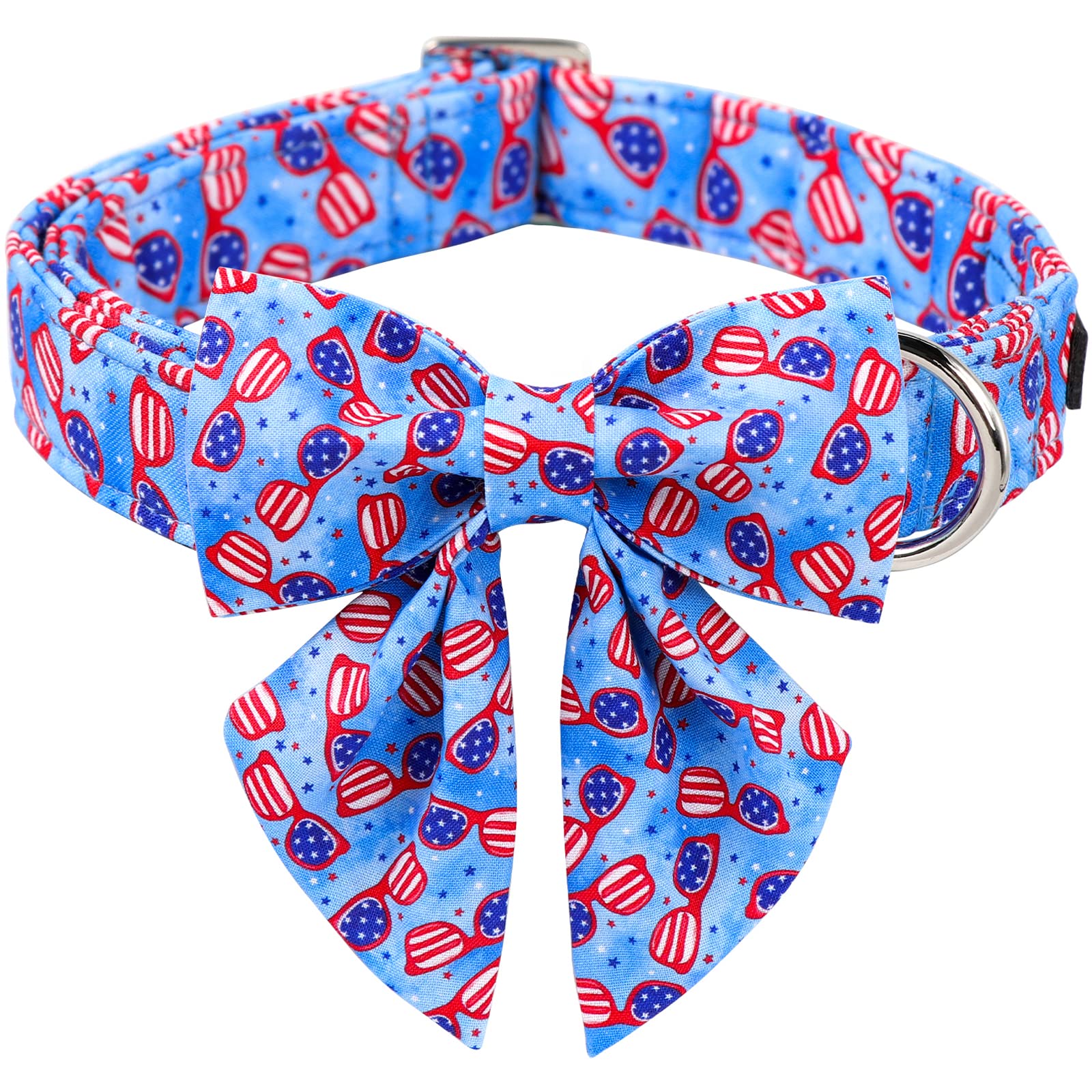 ARING PET American Flag Dog Collar-Summer Patriotic Dog Collar with Sailor Bowtie, Adjustable 4th of July Dog Collars with Metal
