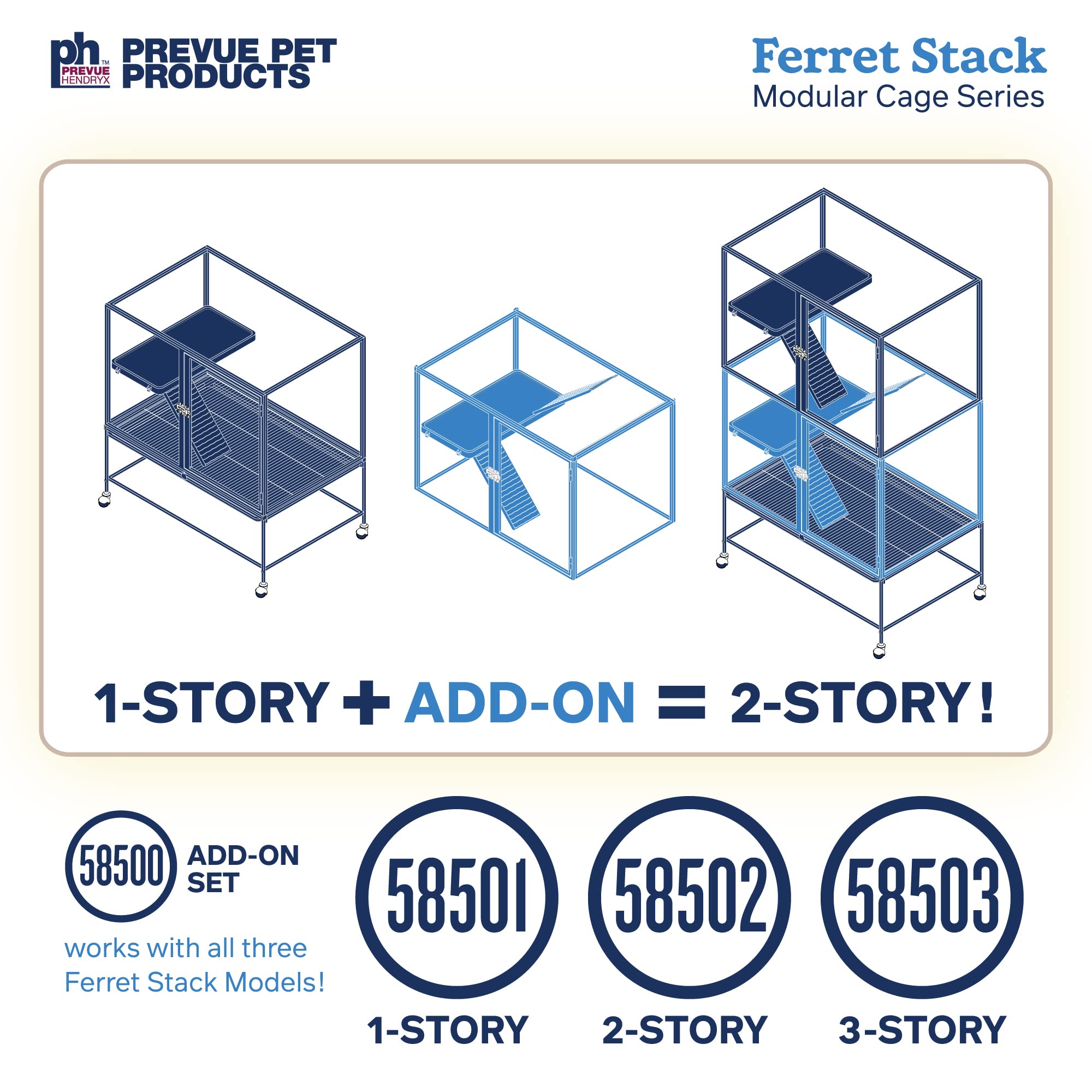 Prevue Pet Products Ferret Stack One Story Ferret Home with Portable Stand, Escape Proof Lock, Hammock, Ramps, Expandable Add-On