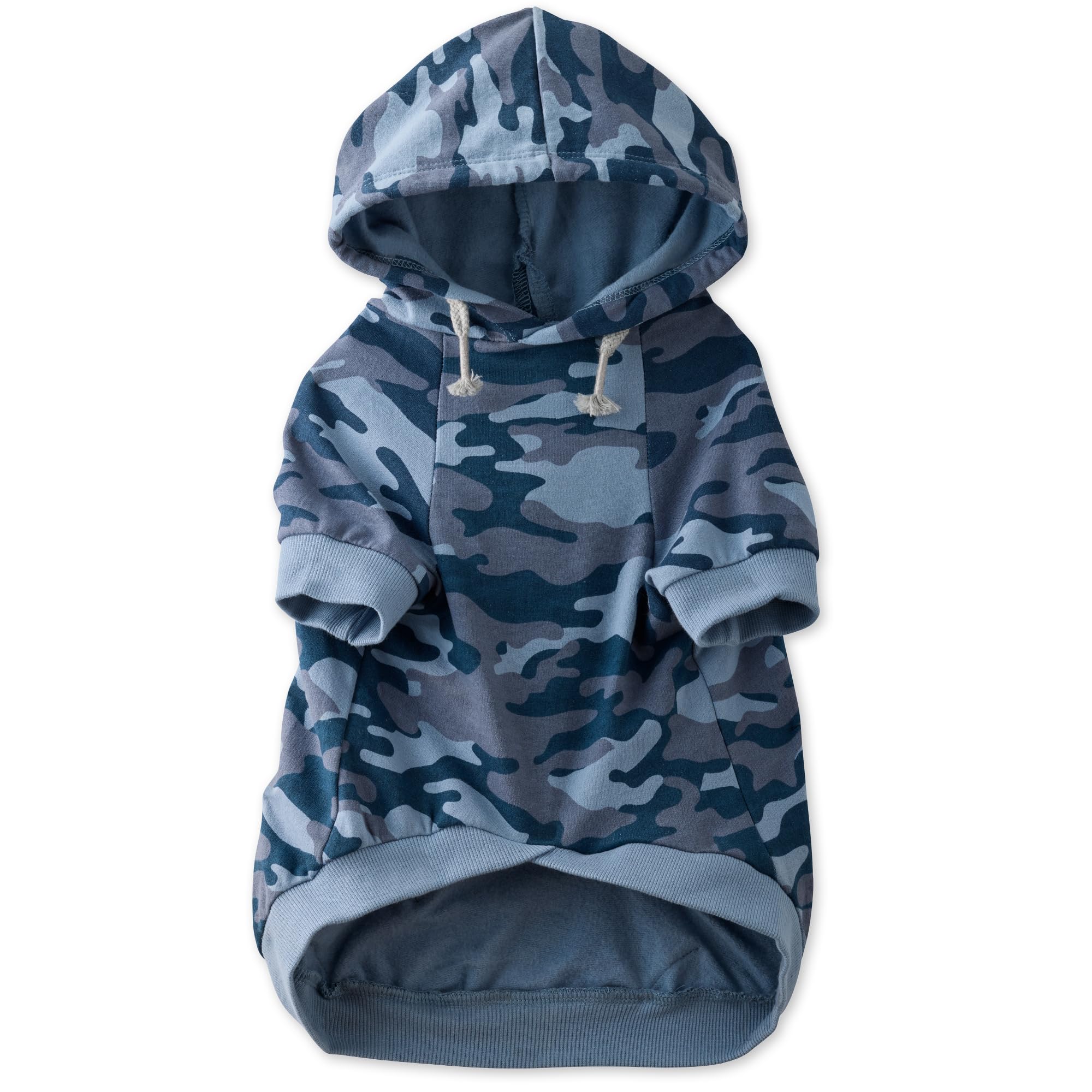 Pet Passion 100% Organic Cotton Dog Hoodie Pet Coat for Small, Medium and Large Dogs, Camo-Navy, Small