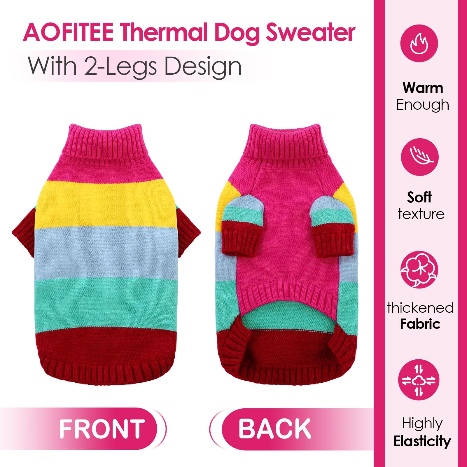 AOFITEE XL Dog Sweater, Extra Large Dog Sweater Girl Boy, Stretchy Turtleneck Dog Sweaters for Large Dogs, Warm Dog Holiday Swea
