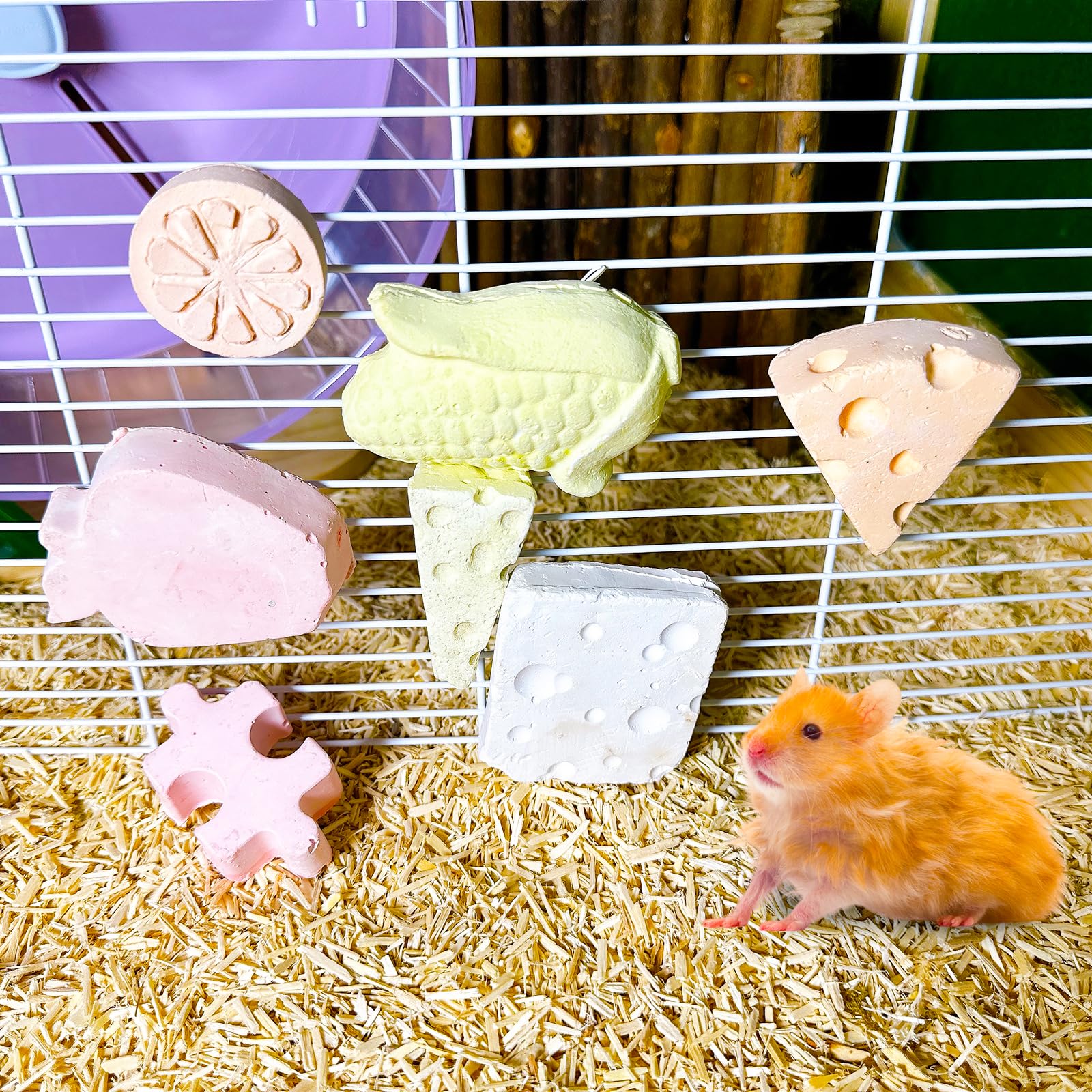 Tfwadmx Lava Block Chew Toys 7 Pcs Teeth Grinding Pet Pumice Calcium Stones For Guinea Pig Chinchilla Hamster Mouse Squirrel Bun