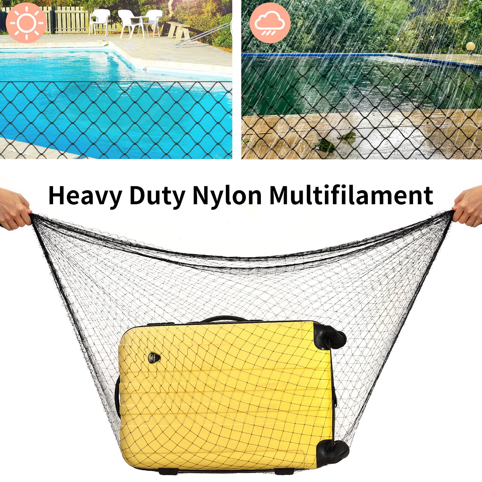 AnExer Cat Balcony Rail Net, 10 x 26 ft Cat Anti-Fall Netting Pet Balcony Mesh Fence Net Dog Fence Nets Black Nylon Pets Anti-Fa