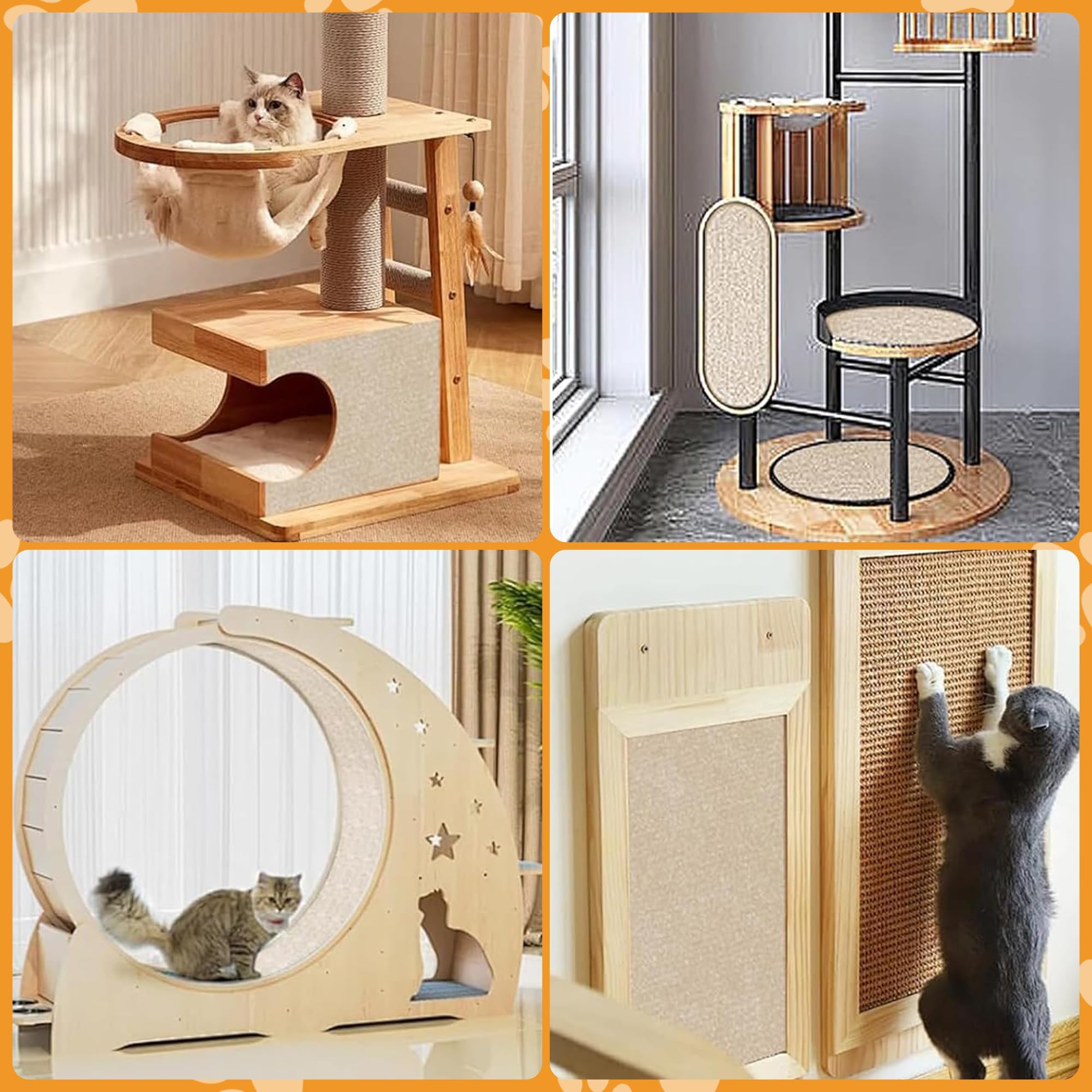 158   X15.8    Trimmable Cat Scratching Post Carpet Cover Cat Scratcher Mat Self-Adhesive Tree Shelves Replacement Parts Mat Cat