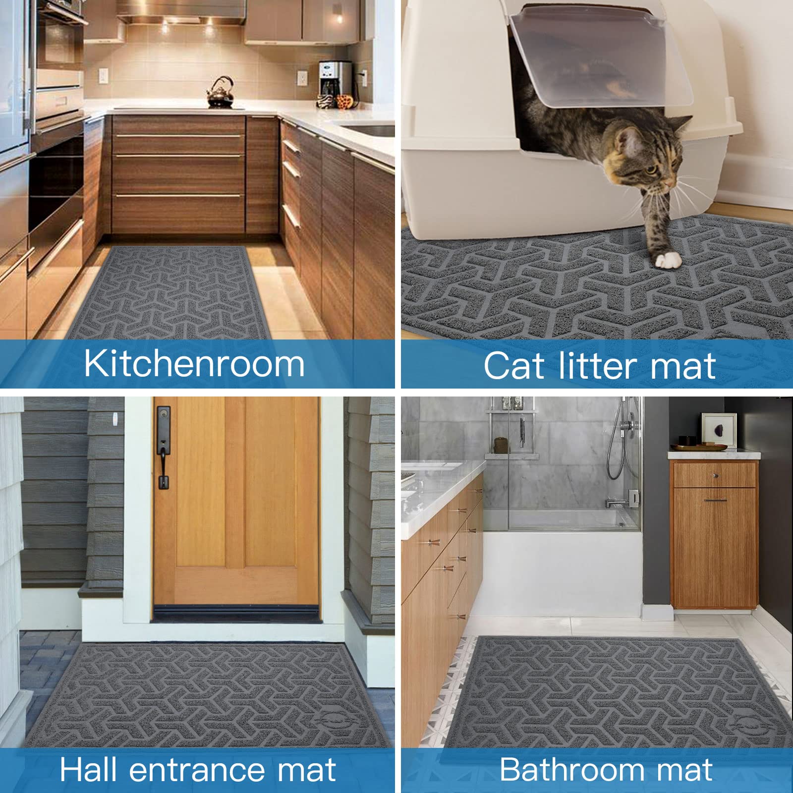 Upsky Litter Trapping Mat Soft On Kitty Paws, Durable Large Litter Box Mat 35' X 24' Scatter Control, Waterproof And Extra Large Box Carpet.