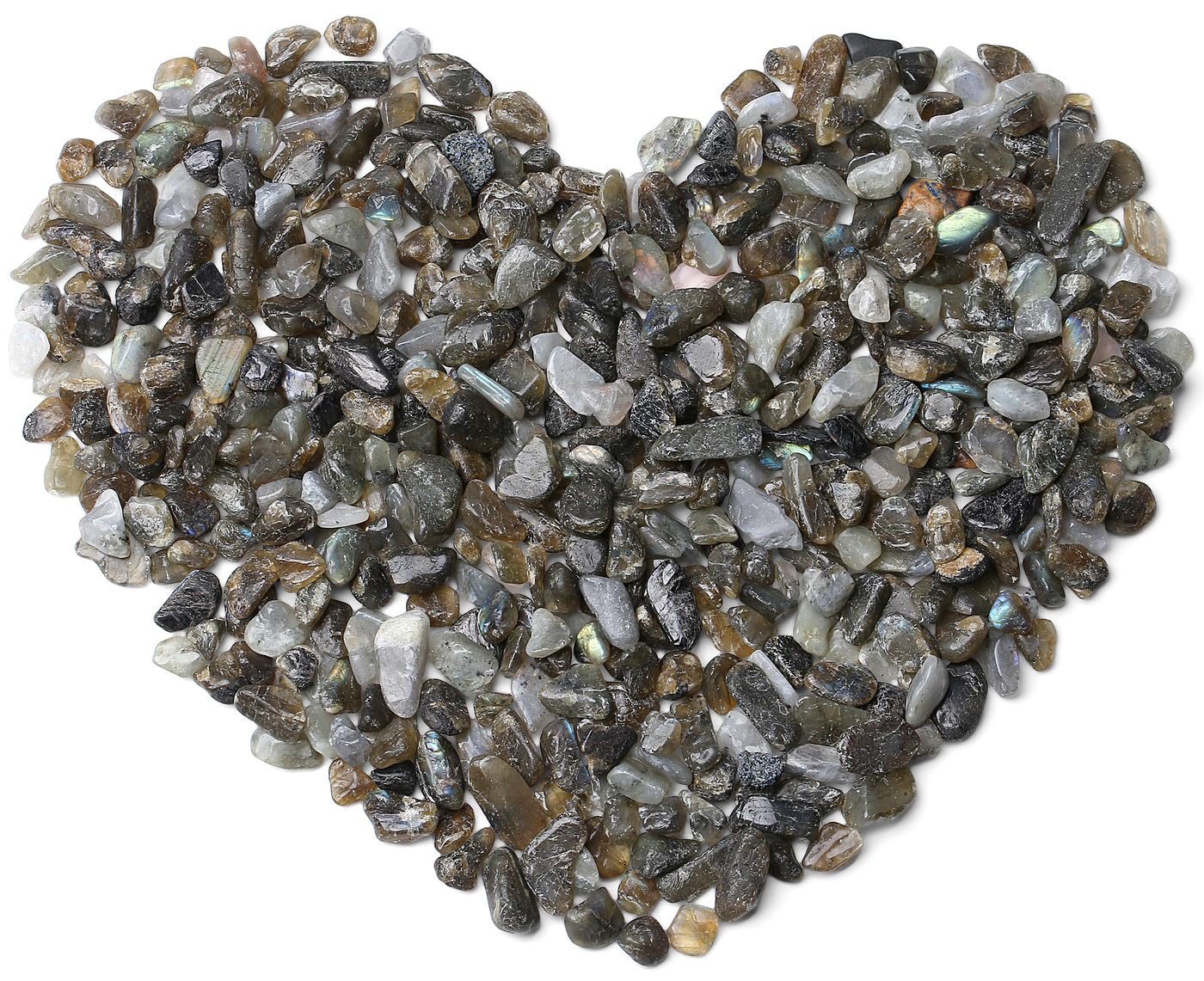 QINJIEJIE Labradorite Crystals Tumbled Chips Natural Stone Gravel Bulk Crushed Rocks Pieces Polished Quartz Stone 0.55Lbs Decora