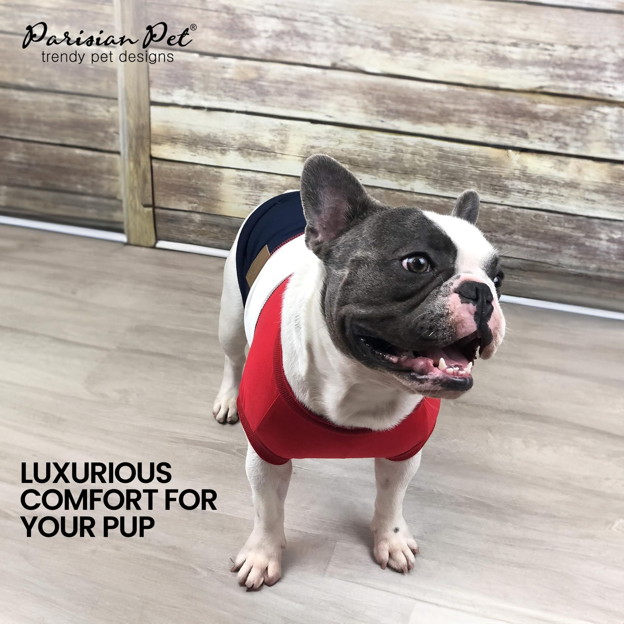 Parisian Pet 'Worlds Champion' Embroidered Dog Shirt - Lightweight Sleeveless Color Block Tee - Machine Washable For Medium Dogs