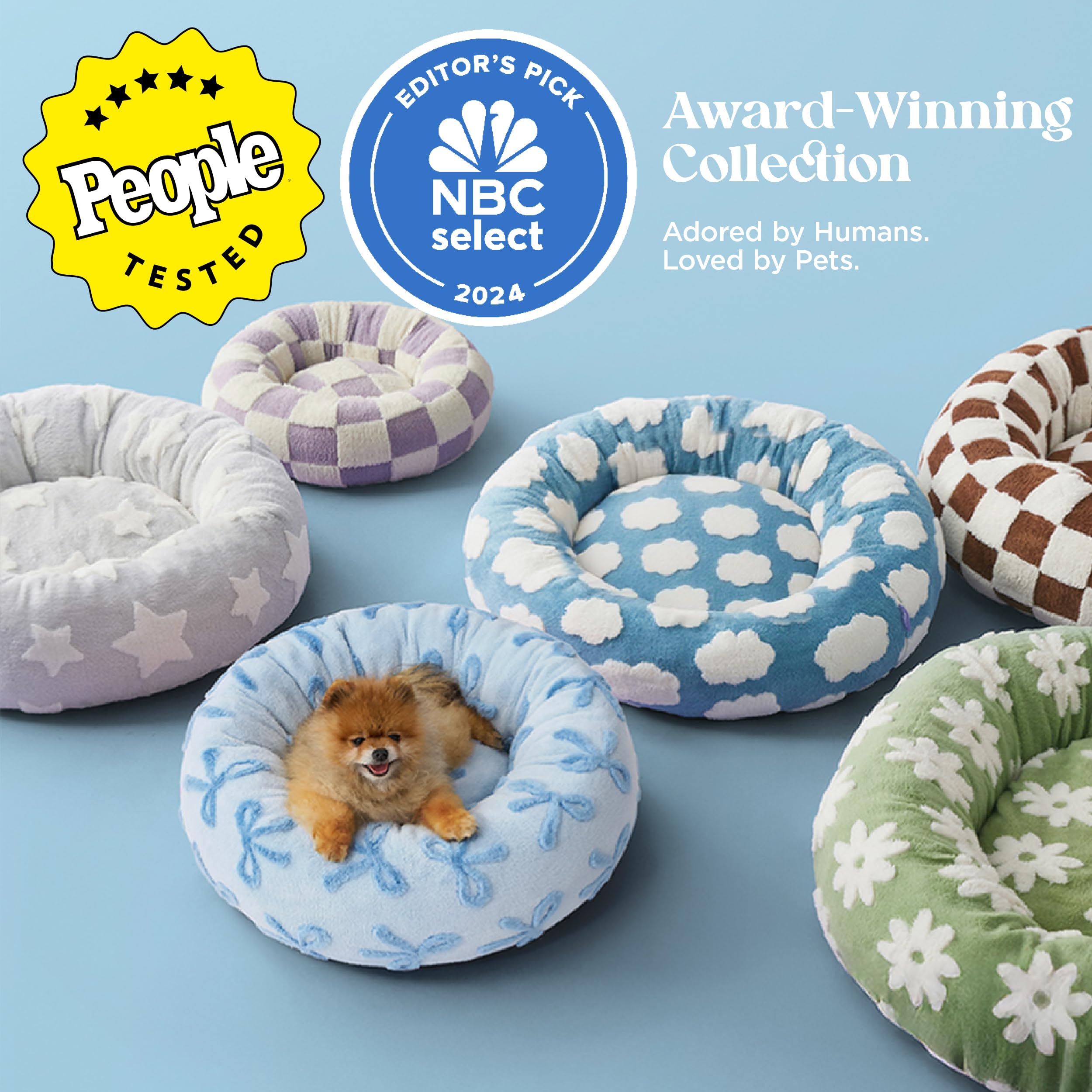 Lesure Donut Medium Dog Bed - Round Cat Beds For Indoor Cats Calming Pet Beds, Cute Modern Beds With Jacquard Shaggy Plush & Ant